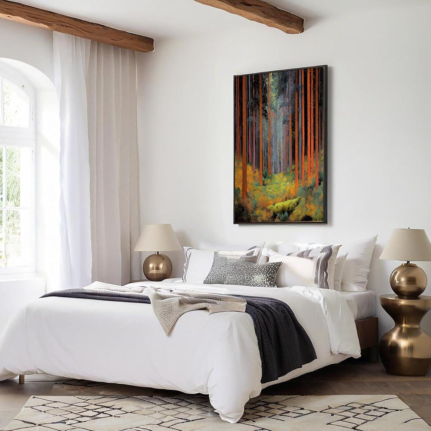 GDJSMIN Abstract Forest Landscape Wall Art, Tall Trees Poster for Reading Room Living Room Decor 12x 16 inch Unframed
