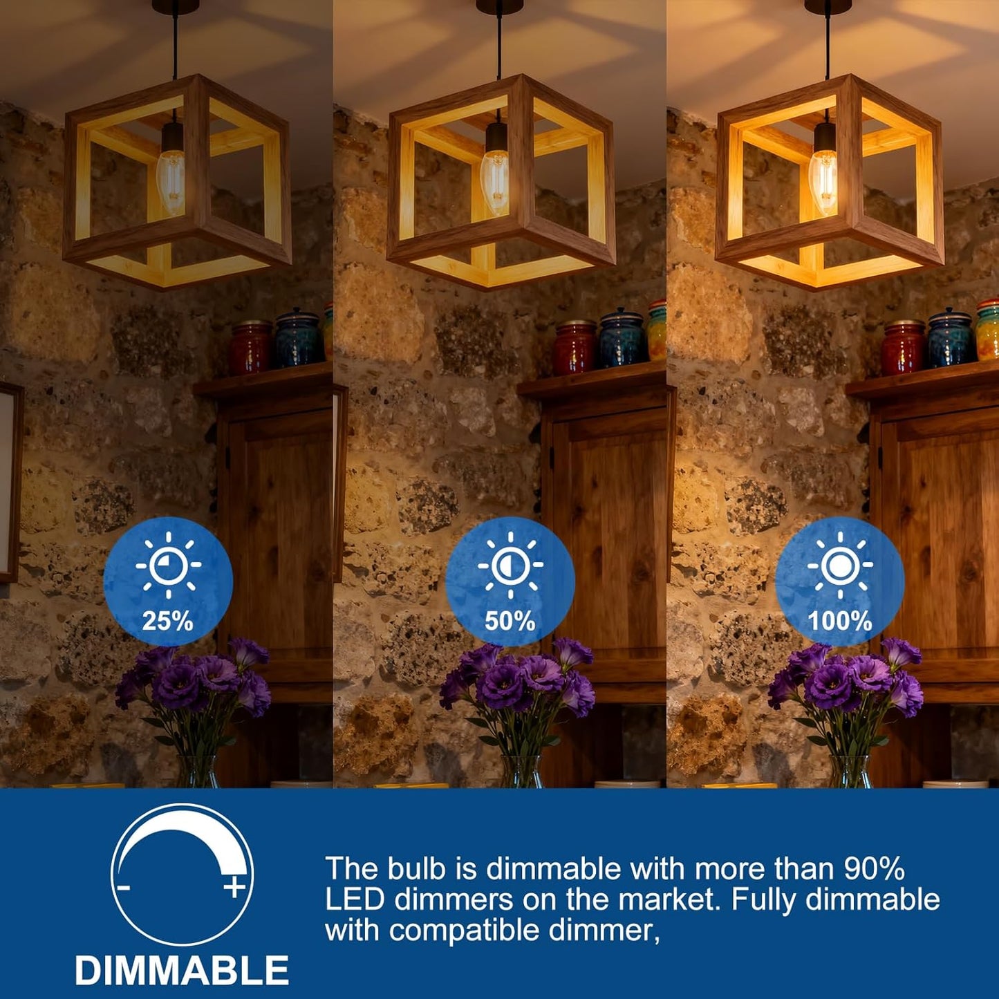 KINUR E26 Dimmable Amber LED Light Bulbs.40 Watt Candelabra Light Bulbs Equivalent,Dimmable B11 Candelabra Base LED Bulbs,2200K,360LM,2 Pack
