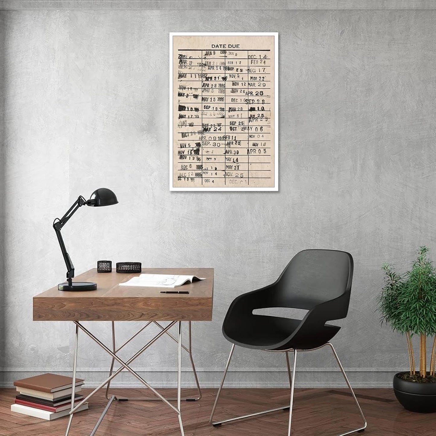 Vintage Book Due Date Poster Library Reading Card Canvas Wall Art Neutral Books Literature Lover Aesthetic Artwork Prints Painting For Living Room Bedroom Office Wall Decor 12x16in Unframed