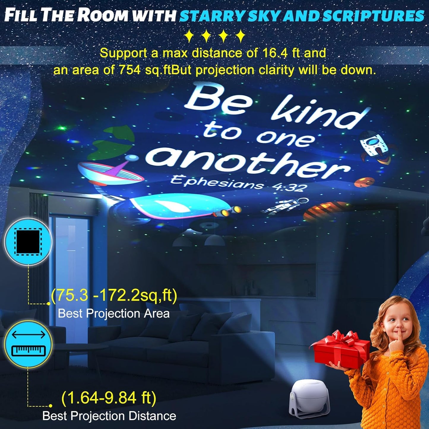 Bible Verses Projector Galaxy Projector Includes 12 Interchangeable Christian Discs Night Light Set Project Religious on Walls or Ceilings for Gift(Classic)