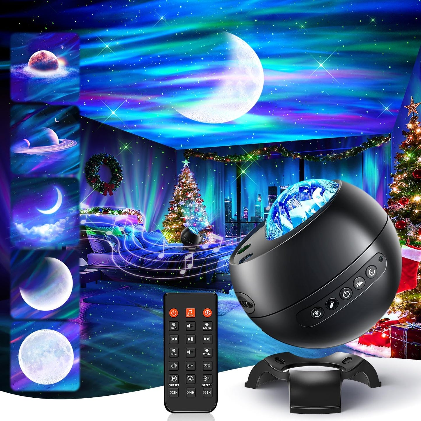 Northern Lights Projector Birthday Gifts for Him Galaxy Projector for Bedroom, 300+Colors Modes Aurora Light,15White Noise&Bluetooth Star Projector Galaxy Lights, Remote Ambient,Gifts for Boy