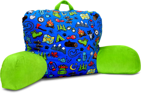 iscream Silky Soft Plush 37.5" x 15.5" Lounge and Reading Bed Support Pillow - Camp Out