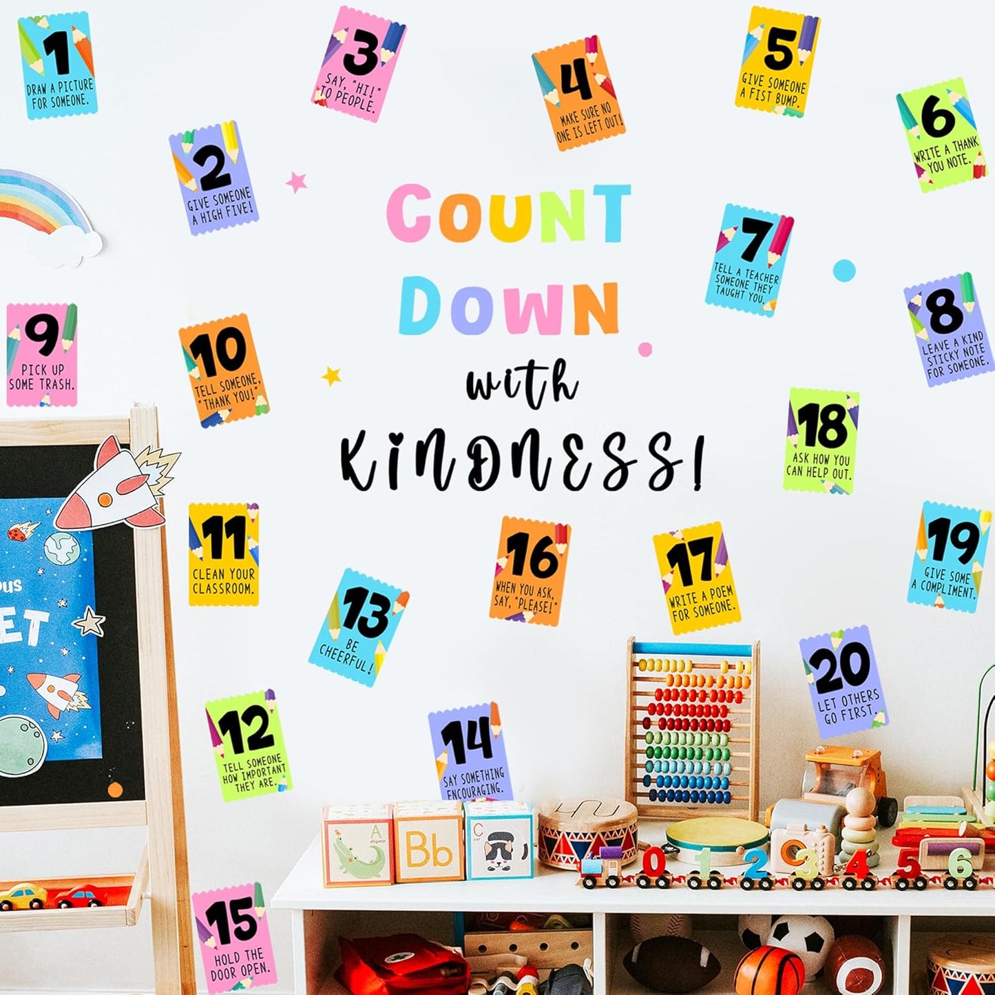 Colorful Kids Inspiring Wall Decals Positive Door Signs Decal for Nursery Colorful Motivational Wall Sticker Peel and Stick Self Affirmation Sticker for Playroom School Bulletin Board Teacher Supply