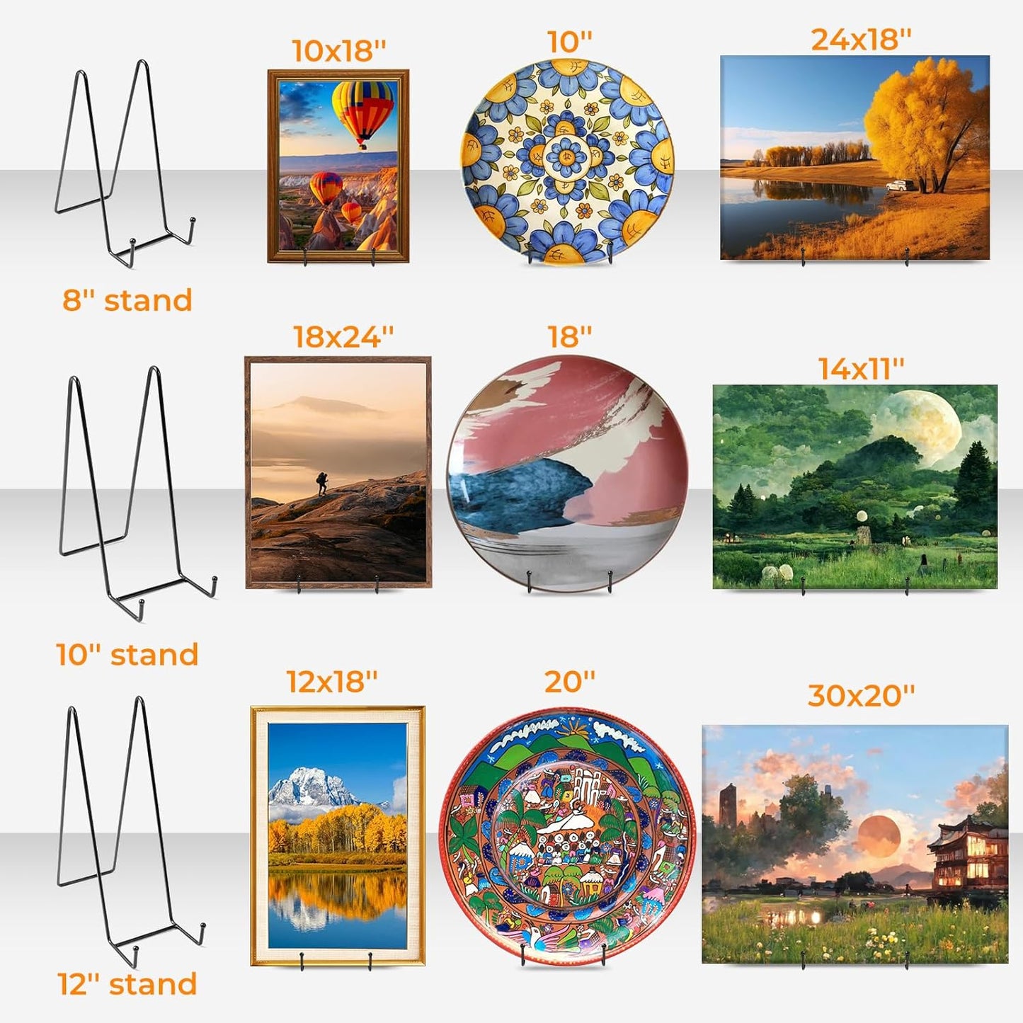 Bilillo Plate Stands for Display - 6 Inch Stand + Metal Frame Holders Stand Picture, Decorative Plate, Platter, Book, Photo Easel, Tabletop Art (2 Pack)