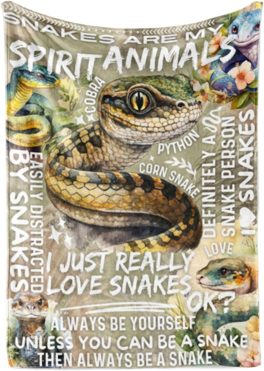 Snake Lovers' Gift: Cobra Blanket Throw, 50x65 Inches - Snakes as Spirit Animals