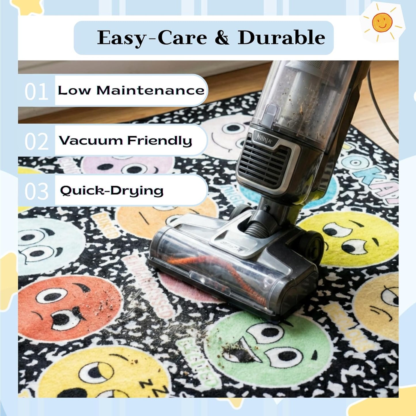 4x3.3FT Composition Notebook Calm Down Classroom Rug Playroom Rug with Emotion Faces Chart Soft Anti-Skid Floor Mat for School Preschool Daycare Bedroom Mental Health Social-Emotional Learning Decor