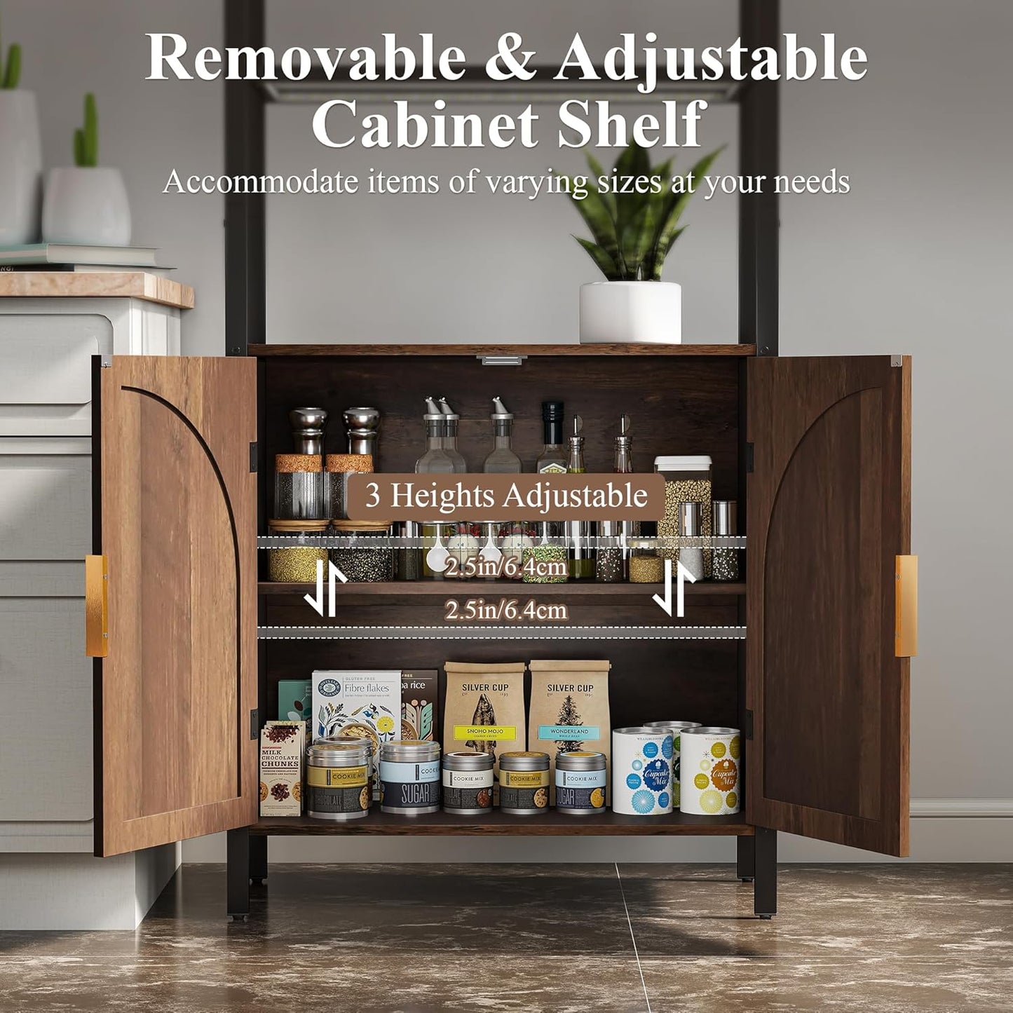 Rattan Bookshelf with Storage, 71" Tall Bookcase with Doors, Boho Book Shelf Narrow with LED Lights for Living Room, Bedroom, Home Office, Brown