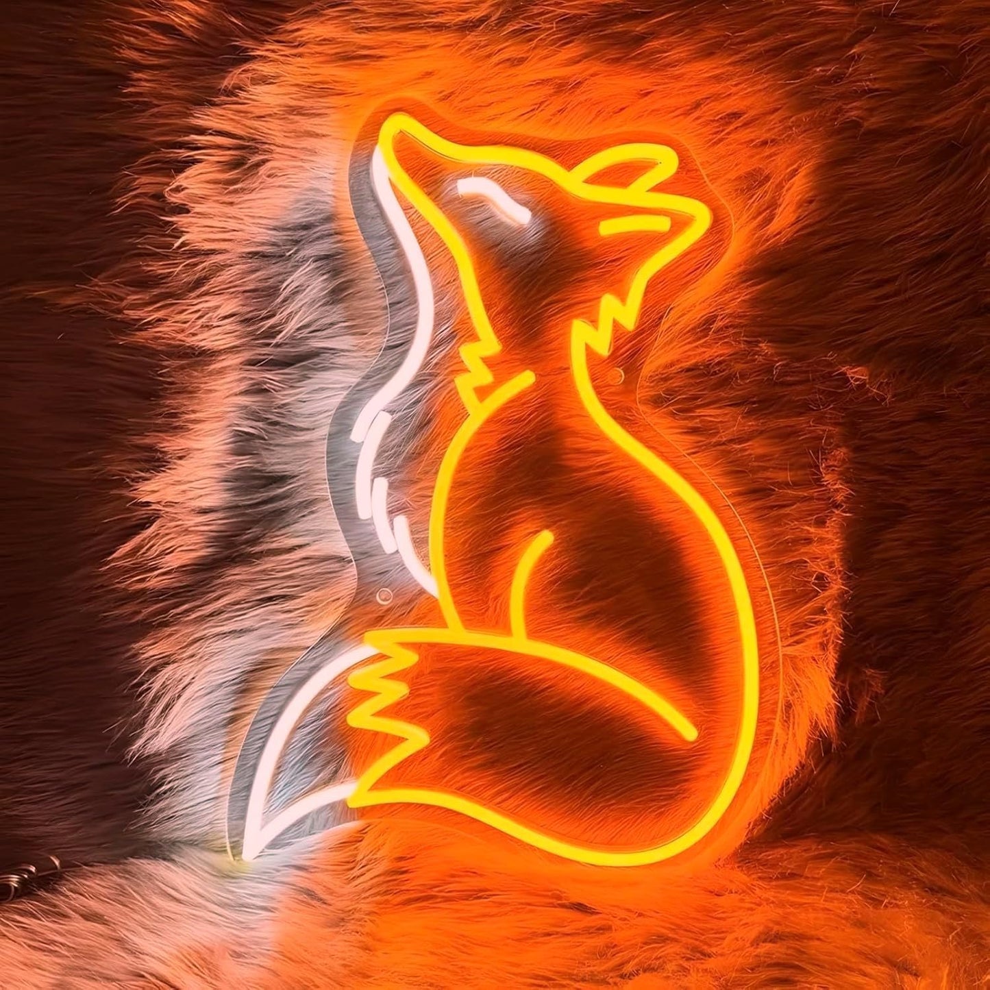Fox Neon Sign, Dimmable Nature Animal Led Lights for Bedroom Living Room Office Decor, Nursery Classroom Wall Art, Gift For Kid Adults People Who Like Foxes, 16.5"x11.6"