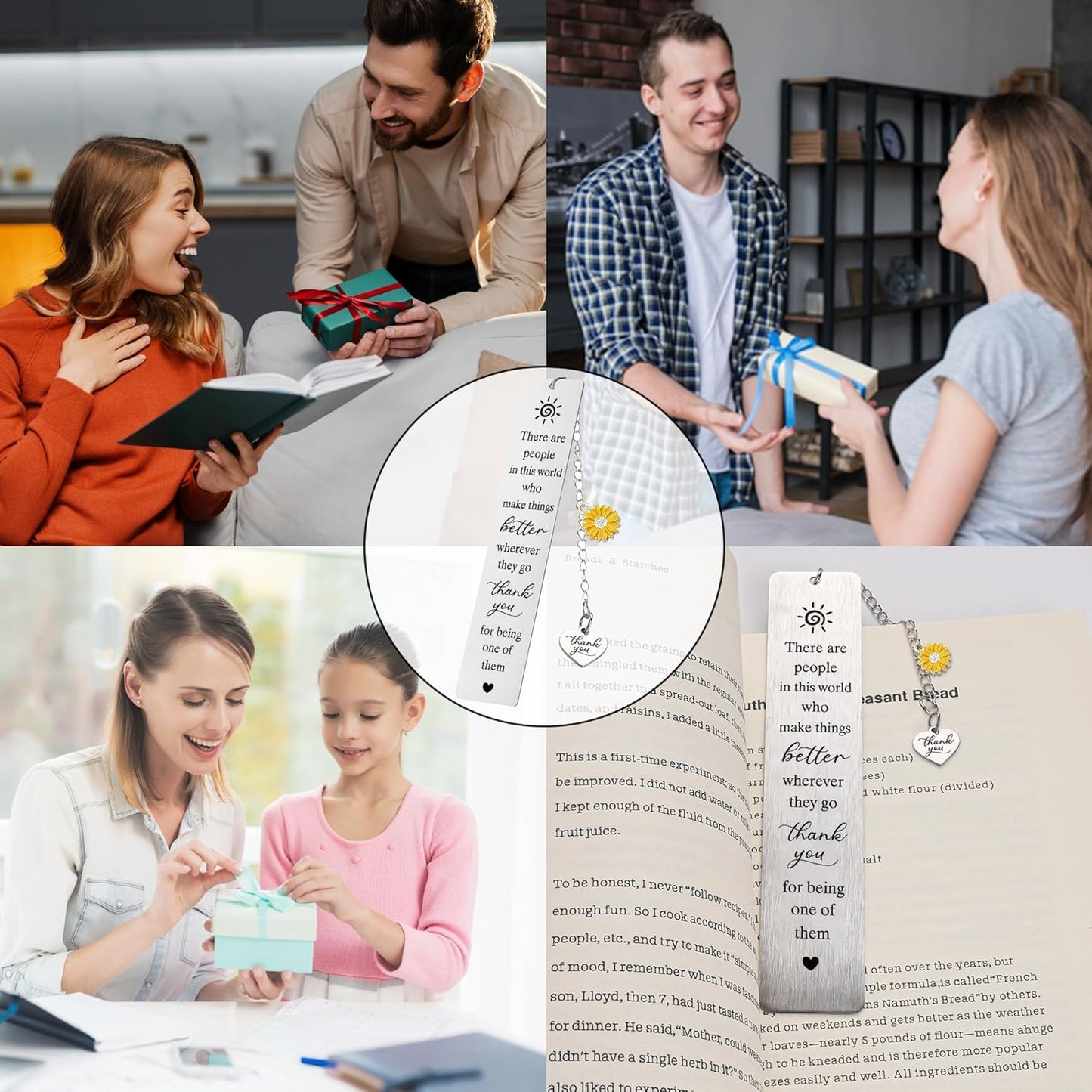 Thank You Bookmarks Gifts for Book Lovers, Metal Book Marks Engraved Thank You for Being One of Them, Appreciation Gift for Men Women Teacher Coworkers