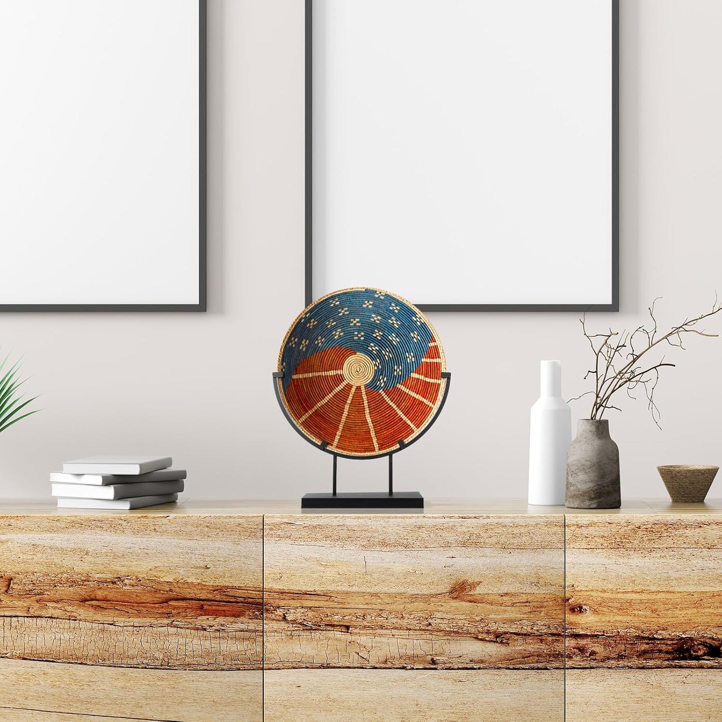 Blulu 4 PCS 10 Inch Round Metal Display Stands for Stained Glass Fused Glass Art Easel Display Stands Decorative Plate Holder for Art Panels Picture Platter Photo