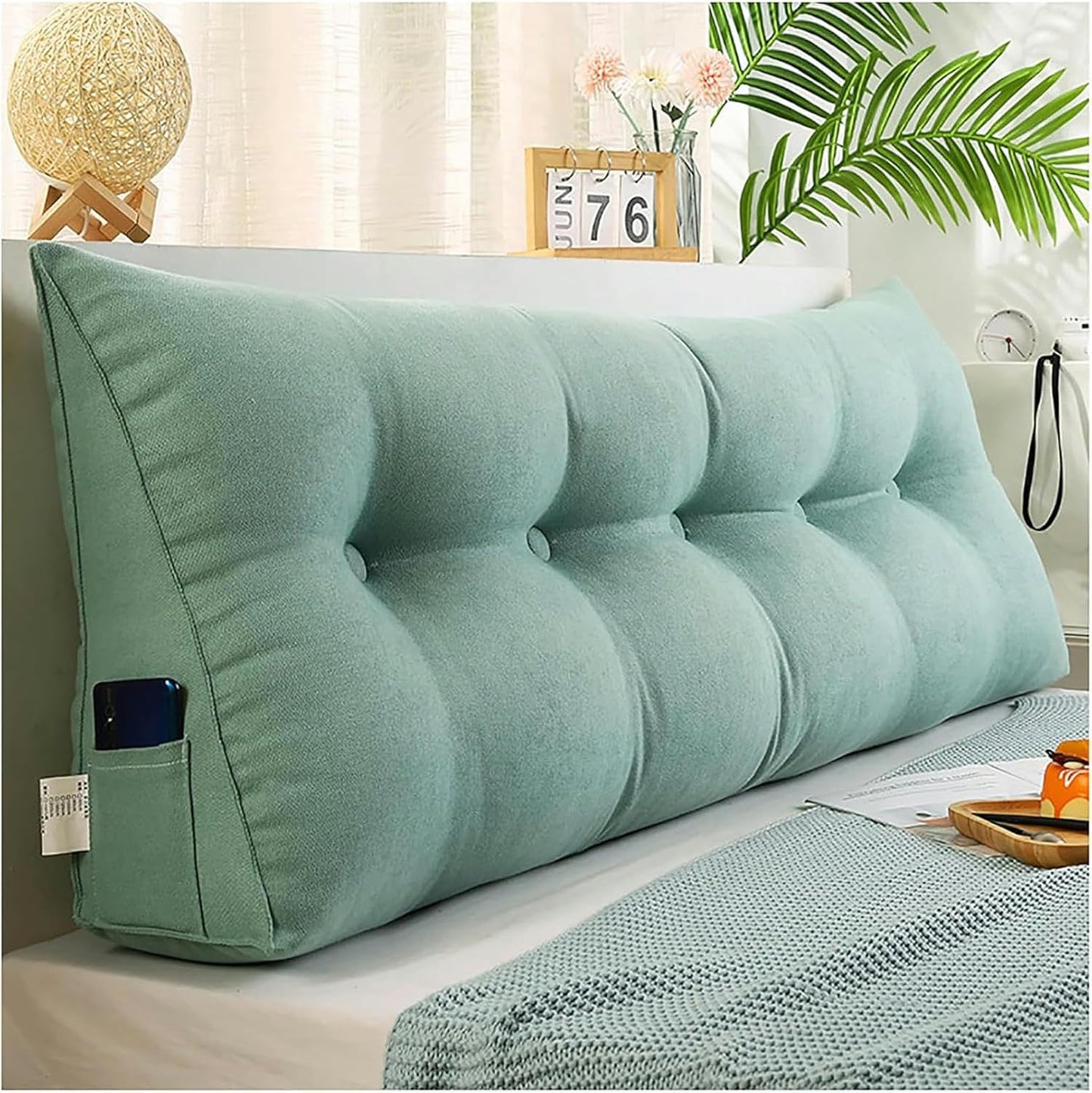 Triangular Large Bolster Headboard Wedge Pillow Backrest Support Reading Pillow Long Backrest Positioning Pillow Cushion for Queen/King Bed