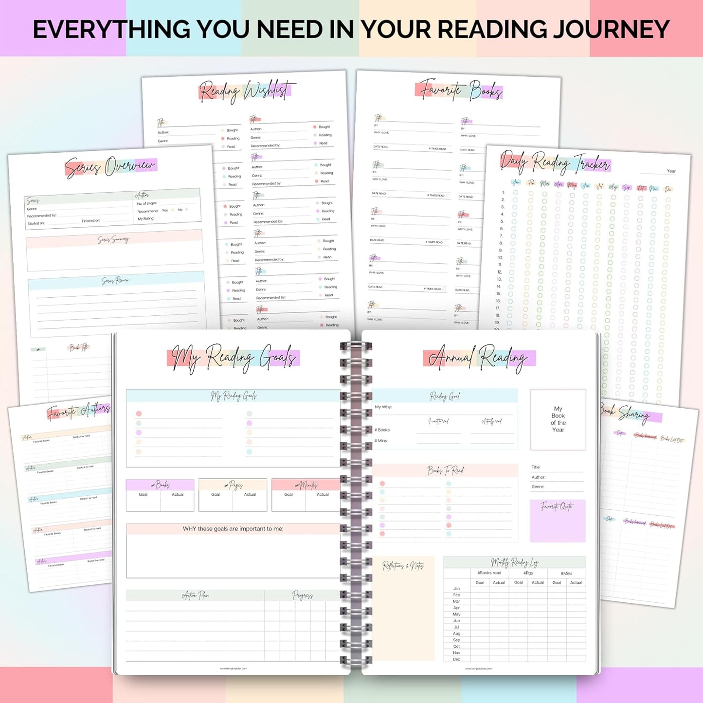 Reading Journal for Book Lovers | Log Book to Summarize, Review and Rate the Books you've Read | A5 (Rainbow)