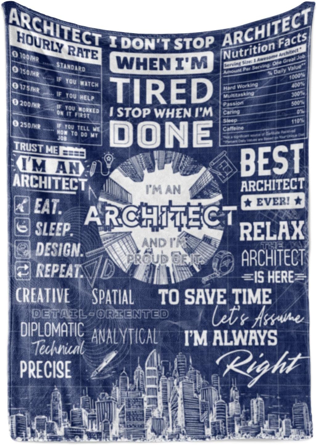 InnoBeta Gifts for an Architect, Architect Throw Blanket - Flannel 50x65 Inches Blanket - Christmas, Birthday, Graduation, Thanksgiving Gift