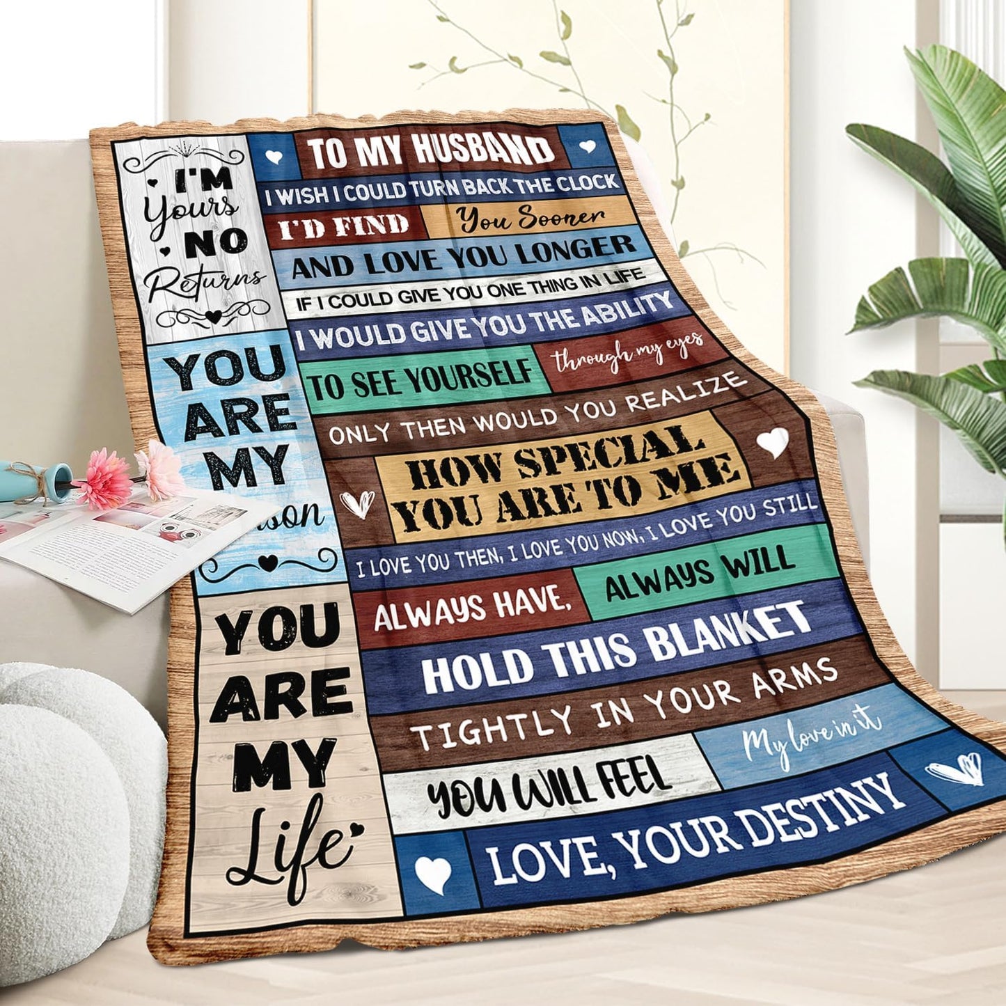 Husband Valentines Day Birthday Gifts from Wife - Wedding Anniversary Romantic Presents for Him Man - Fathers Day Christmas Birthday Gifts for Husband Him - to My Man Blanket 60"x80"