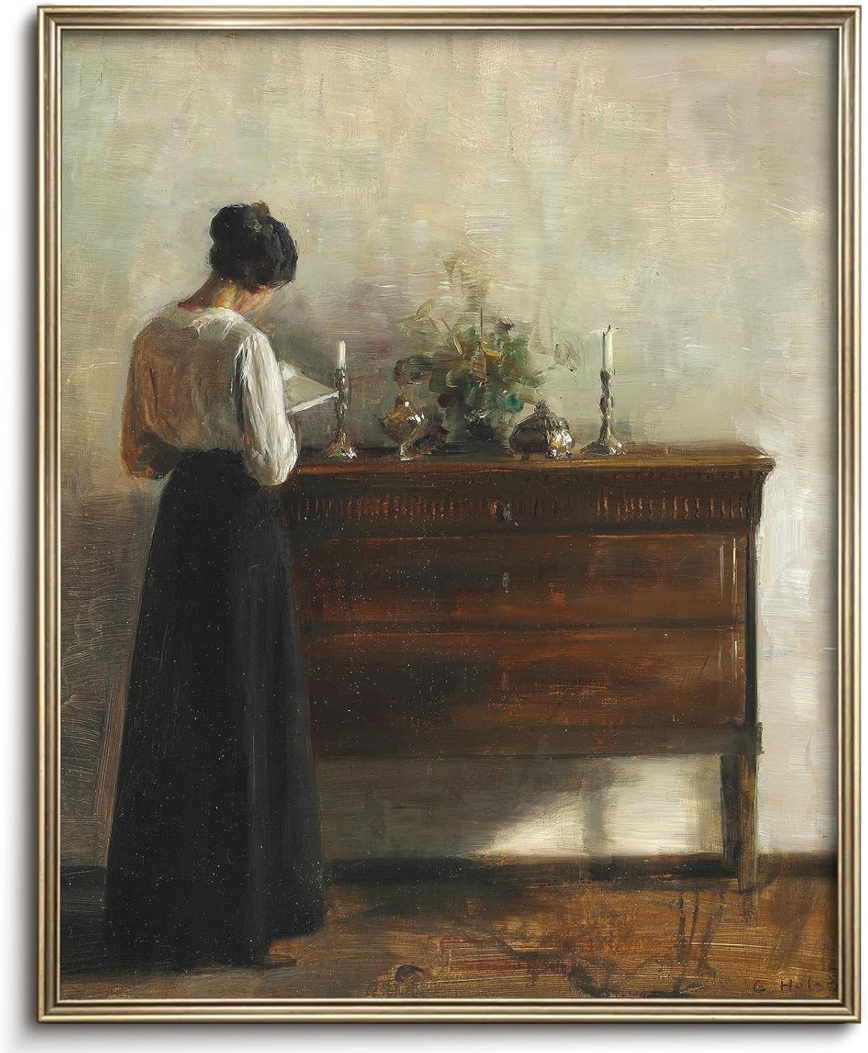 Vodefoad Vintage Woman Portrait Canvas Art Prints Painting Antique 19th Century Women Reading Wall Art Moody Dark Academia Aesthetic Artwork Poster for Gallary, Bedroom, Bathroom, Office, Desktop Decor - 8x10Inch Unframe