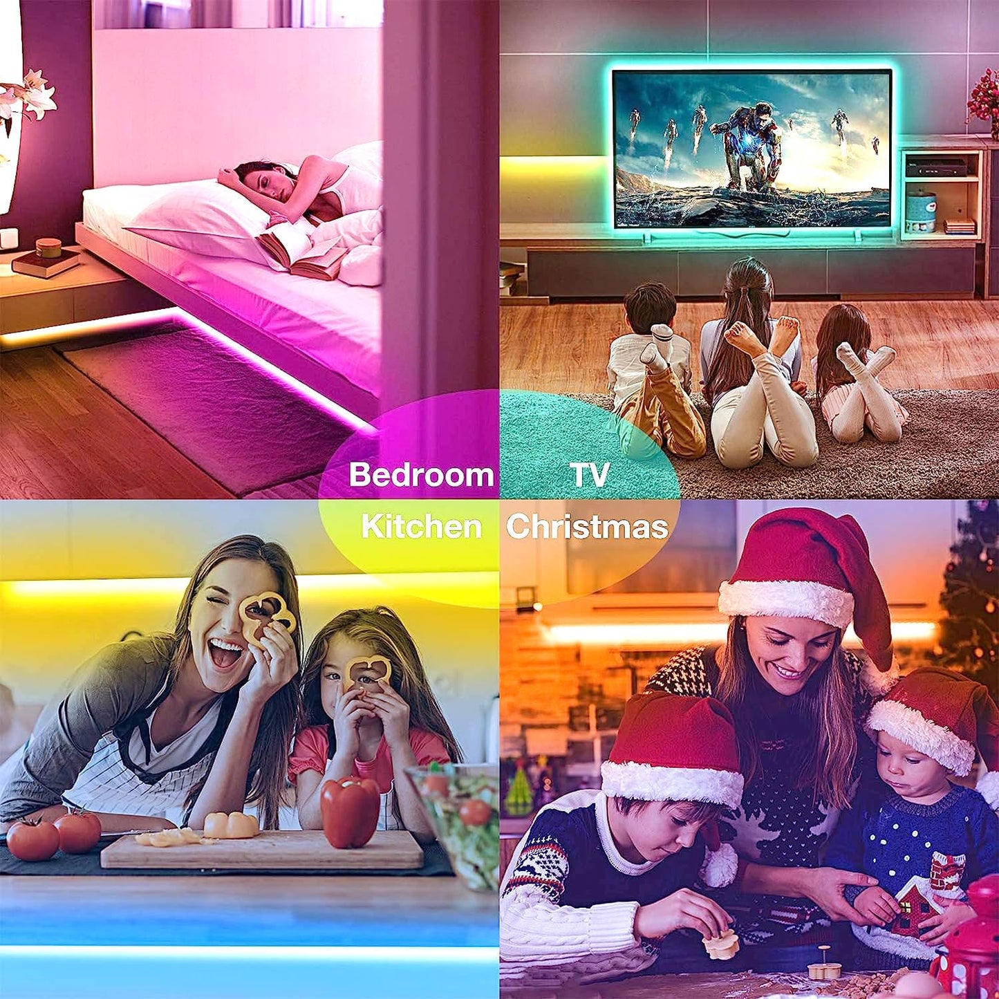 hyrion Smart LED Light Strips,50 ft WiFi LED Light,Sound Activated Color Changing with Alexa and Google,Sync Music with Led Strip Lights for Bedroom for Living Room, Home Decor