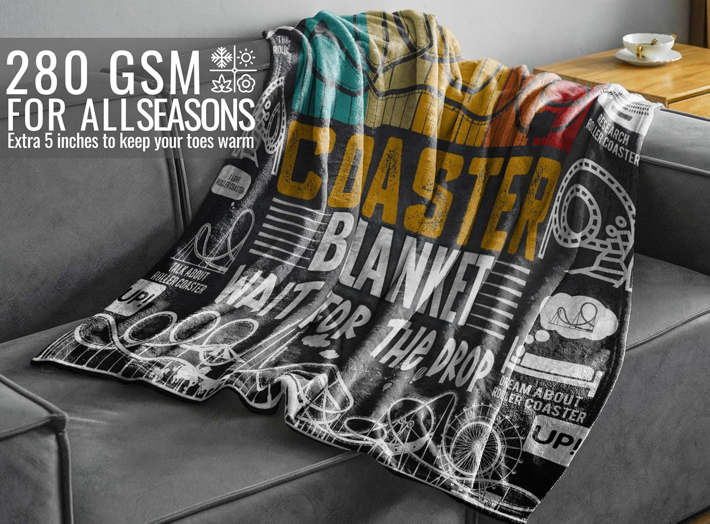 Roller Coaster Gifts for Boys & Girls, Funny Blanket Gifts for Roller Coaster Lovers, Soft Flannel Blanket, 65 x 50 inches - Funny Sayings