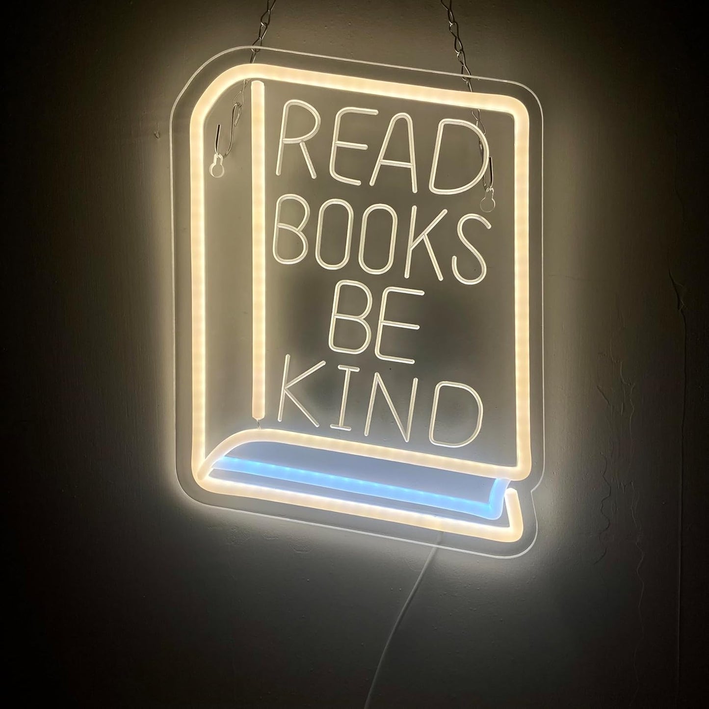 Read Books Be Kind Neon Sign Classroom Neon Lights Dimmable LED Light Up Sign for Bedroom Bookstore Reading Room Library Museum Study Room Wall Decoration Encourage People to Love Reading