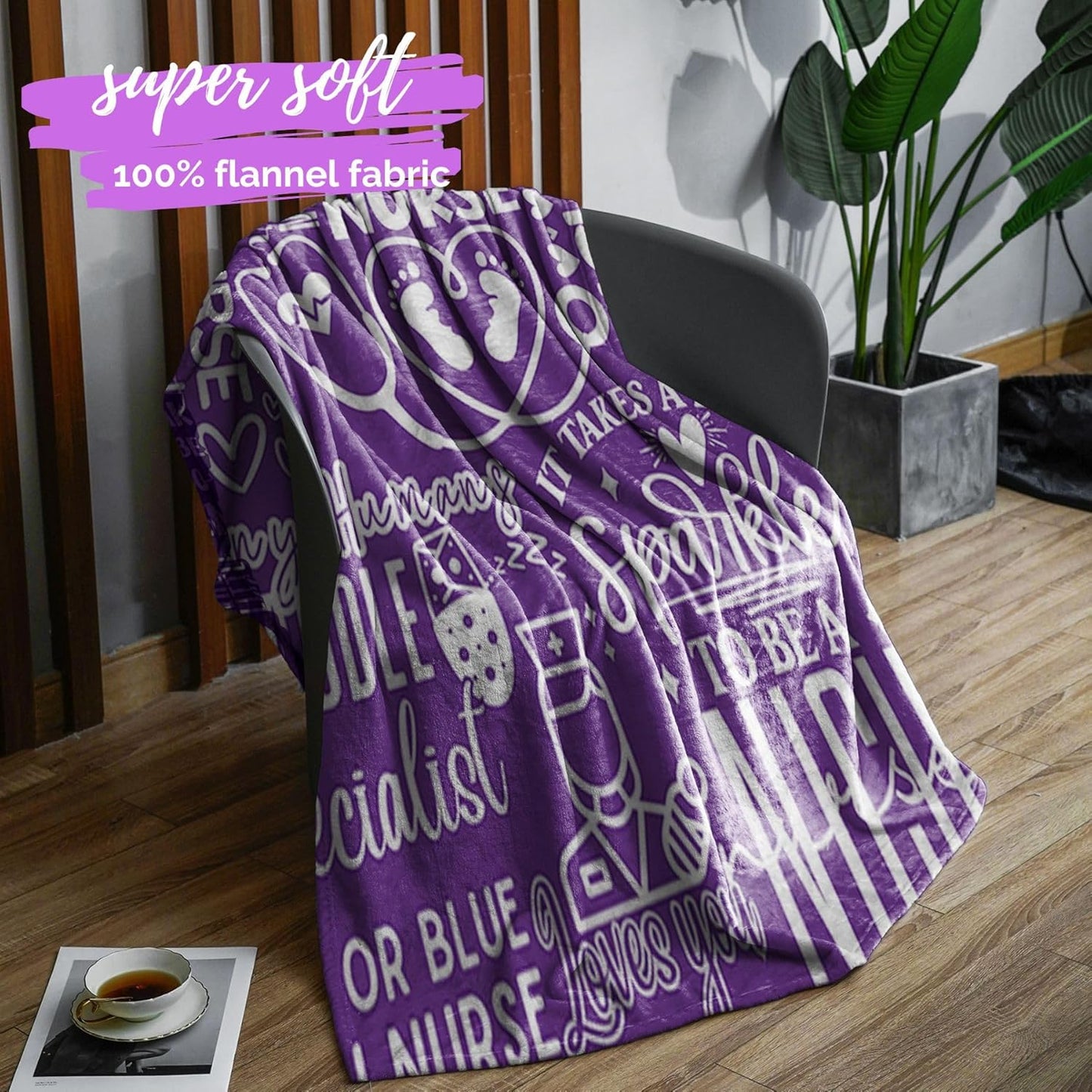 InnoBeta Nurse Gifts for Women, NICU Nurse Throw Blanket for Adults, Aunt, Sisters, Best Friends, 50 x 65 Inches, Purple