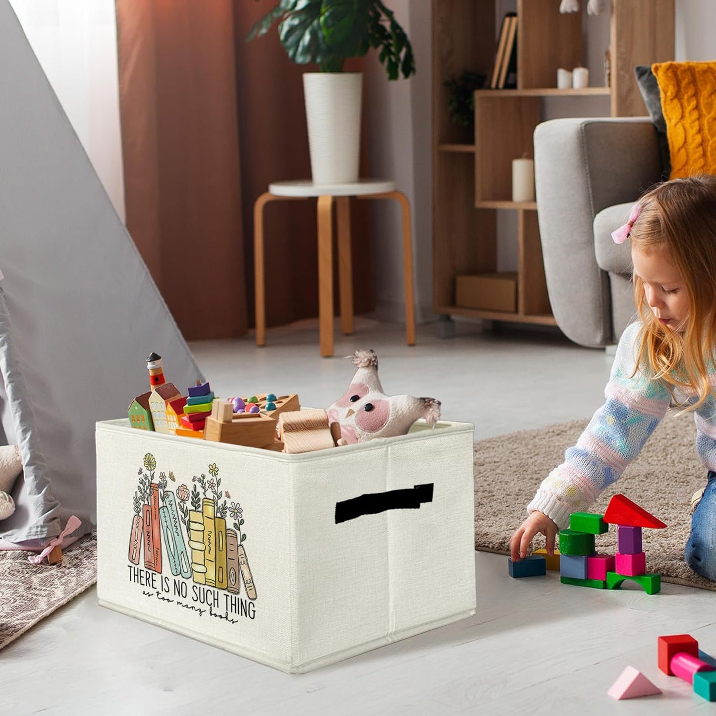 Book Lovers Gifts Storage Bins & Boxes with Handles, Bookish Gifts Foldable Basket for Organizing, Reader Gift Collapsible Storage Basket for Kids Bedroom Room Bathroom Clothes Toys Books