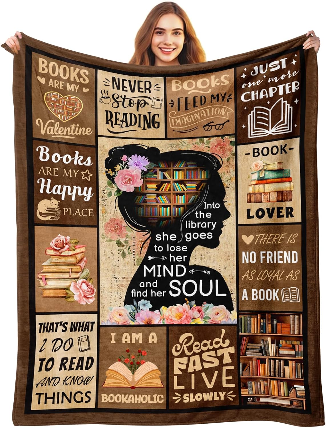 Book Lovers Gifts - Gifts for Book Lovers - Booklover Gift for Women - Bookworm Librarian Readers Booklover Bookish Reading Accessorie Blankets Present for Women Girls - Books Lover Blanket 50"X60"