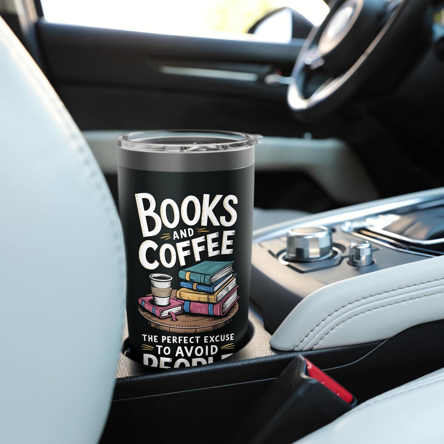Books And Coffee Drinker Bookworm Bookish Books Reader Stainless Steel Insulated Tumbler