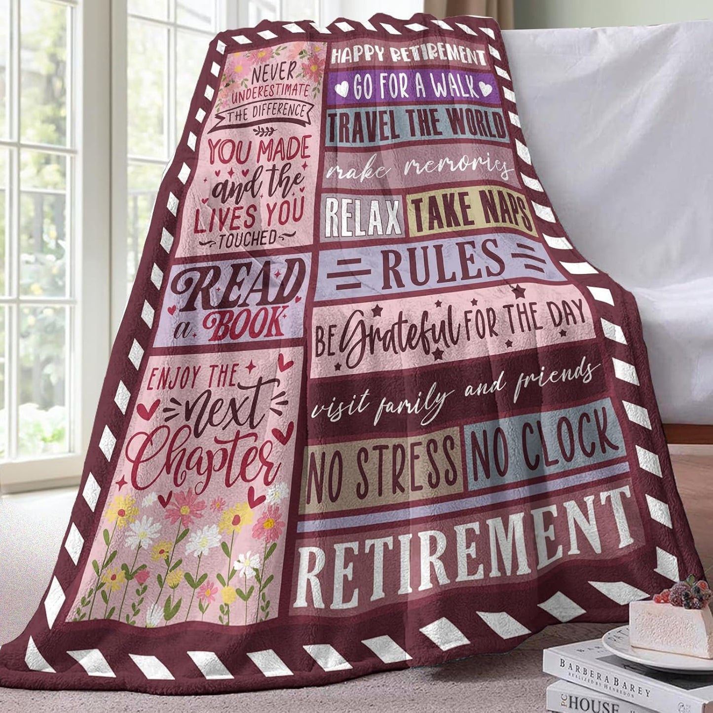 Retirement Gift for Woman Men Flannel Throw Blanket, Retired Gifts Ideas for Coworkers Friends, Goodbye Farewell Present for Mom Teacher Nurse, Happy Retirement Party Decor Blanket 50'' x 60''