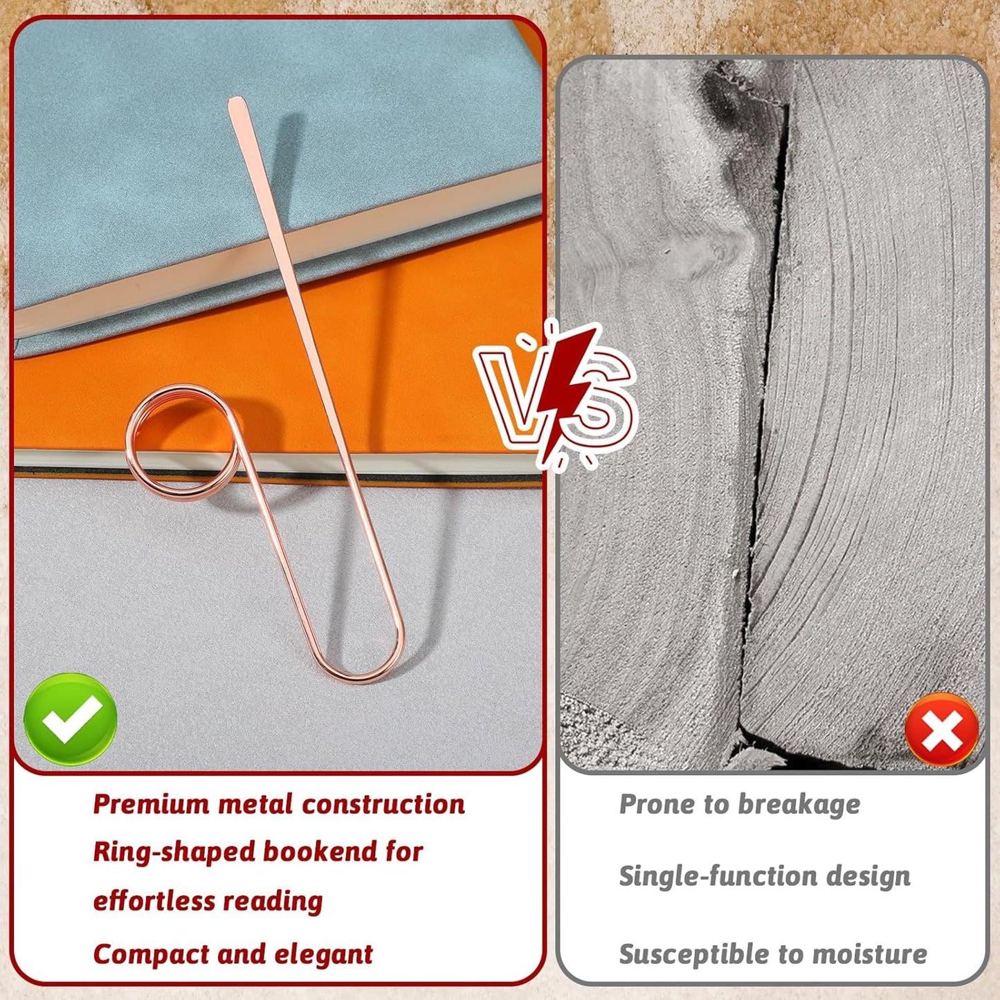 1Pcs Upgrade Book Holder Ring - Metal Thumb Book Page Holder - Lightweight Finger Ring Book Opener - Ergonomic Book Clip Bookmark Perfect Gift for Book Lovers (Rose Gold)