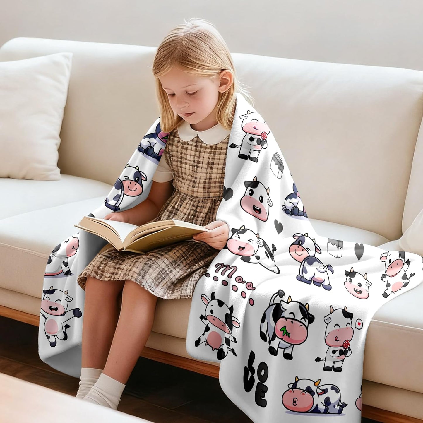 Cow Blanket Gifts for Girls Women Cow Gifts for Cows Lovers Soft Cozy Flannel Cows Print Throw Blanket Birthday Bedding Decor for Kids Adults 60"X50"