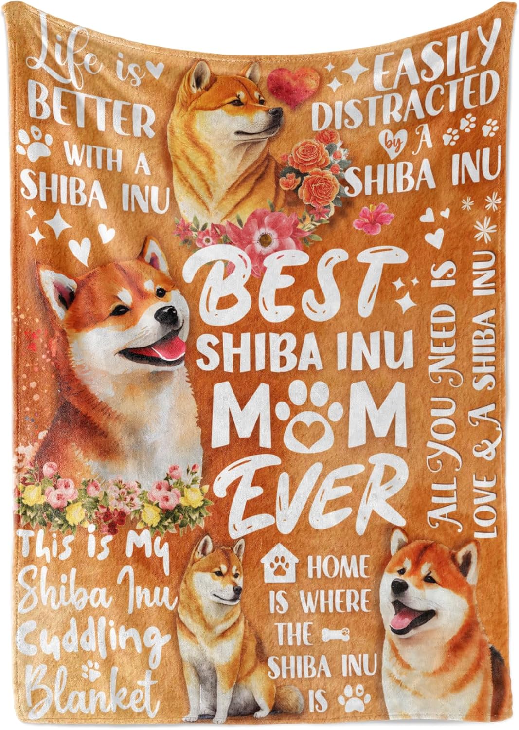 Shiba Inu Gifts for Women - Unique Shiba Inu Flannel Throw Blanket, 50 x 65 inch, Skin Friendly, Novelty Gift