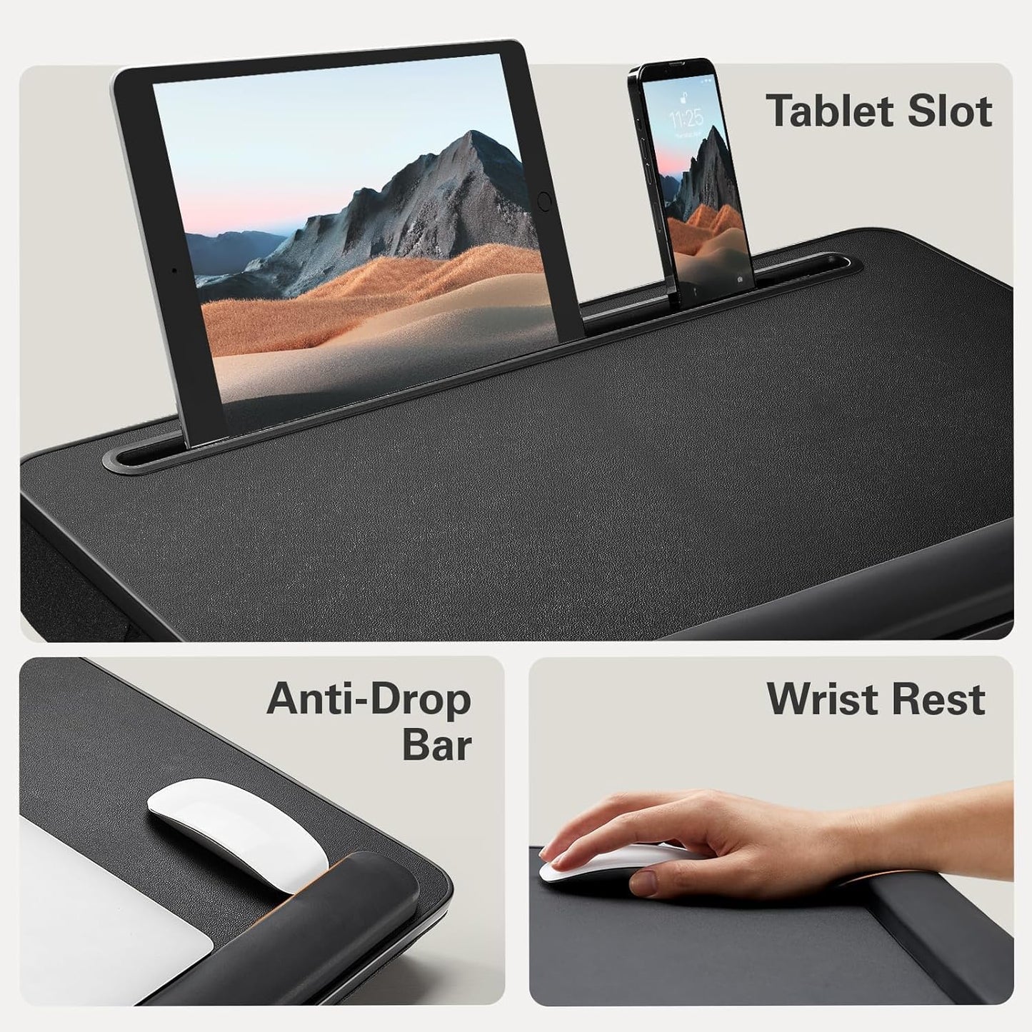 HUANUO Laptop Bed Desk, Laptop Tray Computer Lap Desk for Bed Couch Sofa Floor, Bed Tray for Working, Eating, Foldable Lap Stand Table with Height Adjustment & 35° Adjustable Tilt Angle, HNLD19