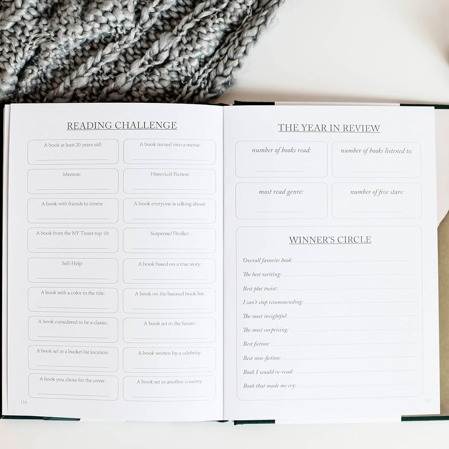 DUNCAN & STONE PAPER CO. Reading Journal for Book Lovers, 120 Pages - Linen Bound Reading Log for Tracking Books - Easy-to-Use Daily Journal - Ideal Book Lovers Gifts, Emerald