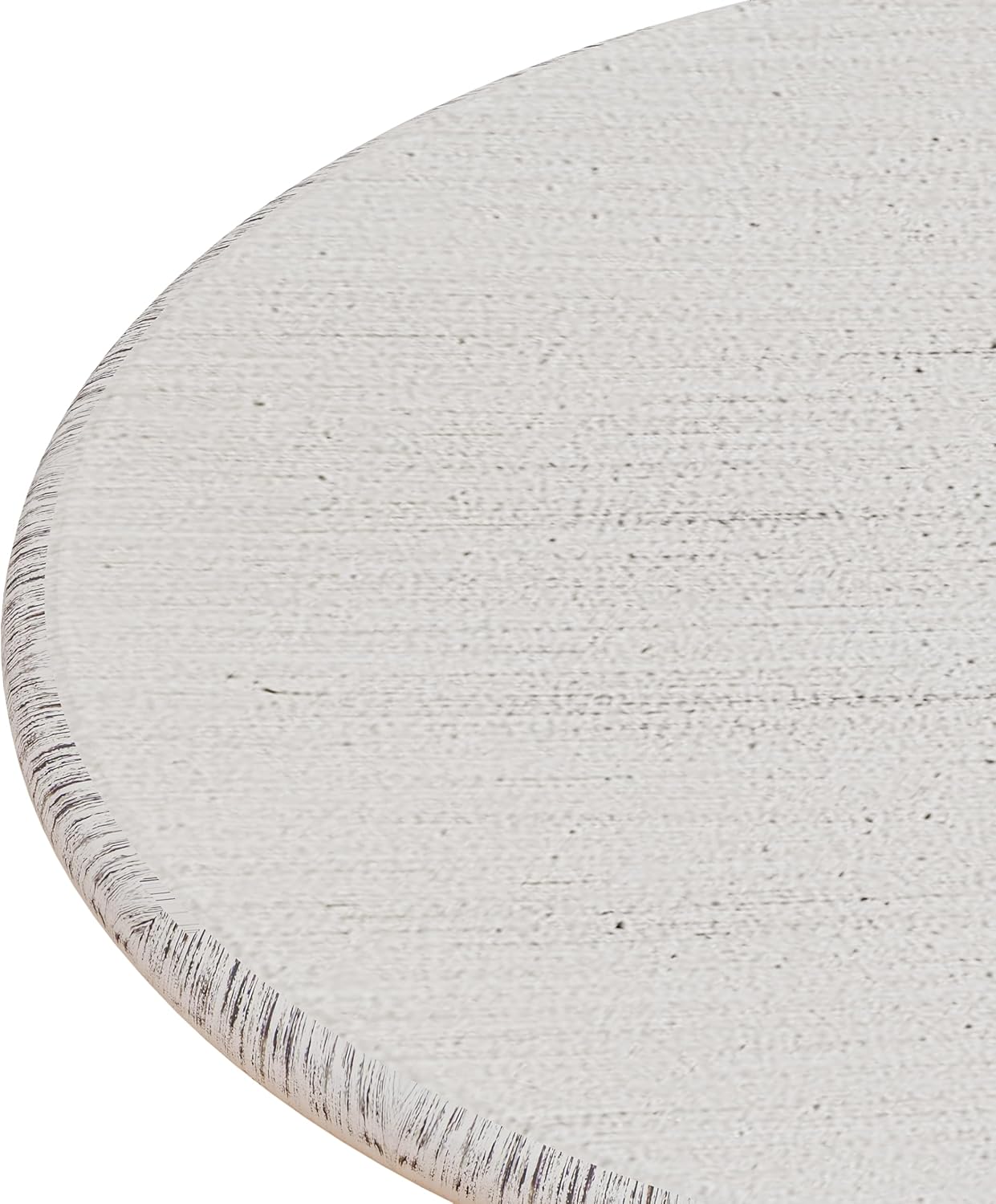 Small Round Metal Side Table, Lightweight Decorative Drink Table with Vintage Roman Column, Retro Distressed Accent Table for Living Room, Bedroom, Corners (2, Antique White)