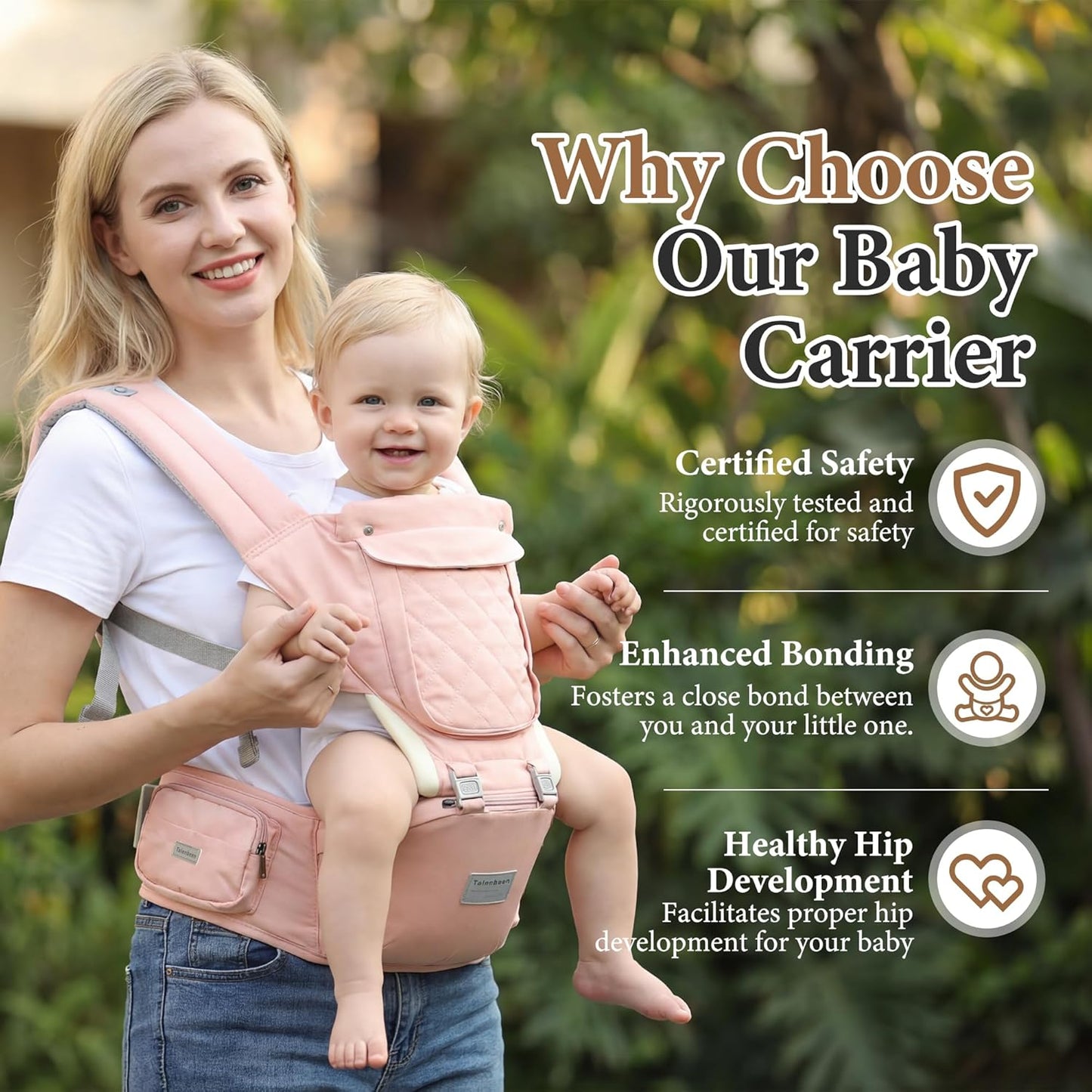 Baby Carrier Newborn to Toddler, 6-in-1 Baby Carrier with Hip Seat Lumbar Support 7-41 lbs, Baby Soft Carrier for All Seasons & Positions, Adjustable Size for Shopping Hiking Travelling