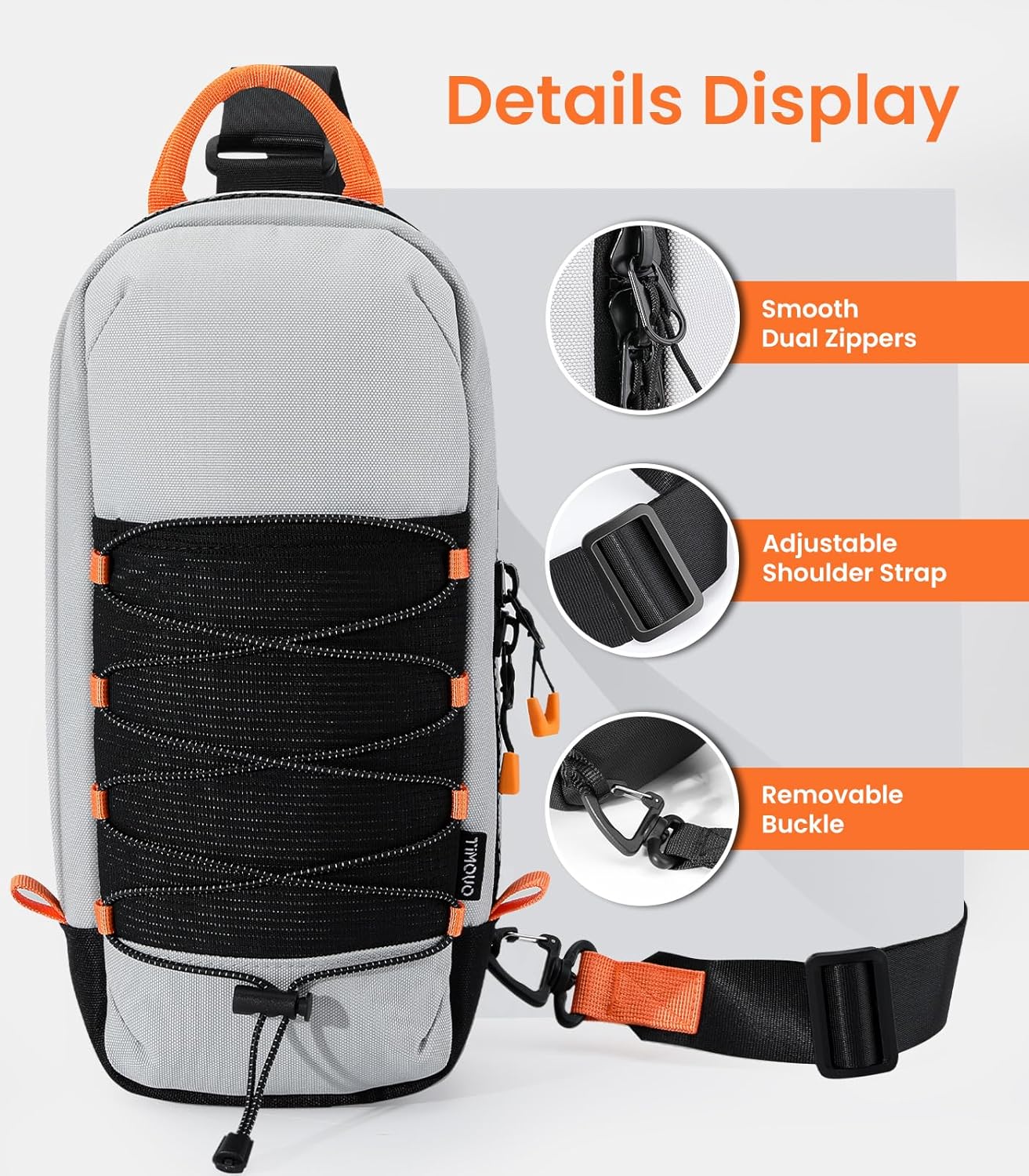 TiMOVO Sling Crossbody Bag for Nintendo Switch 2/Steam Deck/ROG Xbox Ally X/Legion Go, Travel Chest Carrying Case Backpack with 8 Game Card Slots for Switch 2 Console & Accessories, Gray