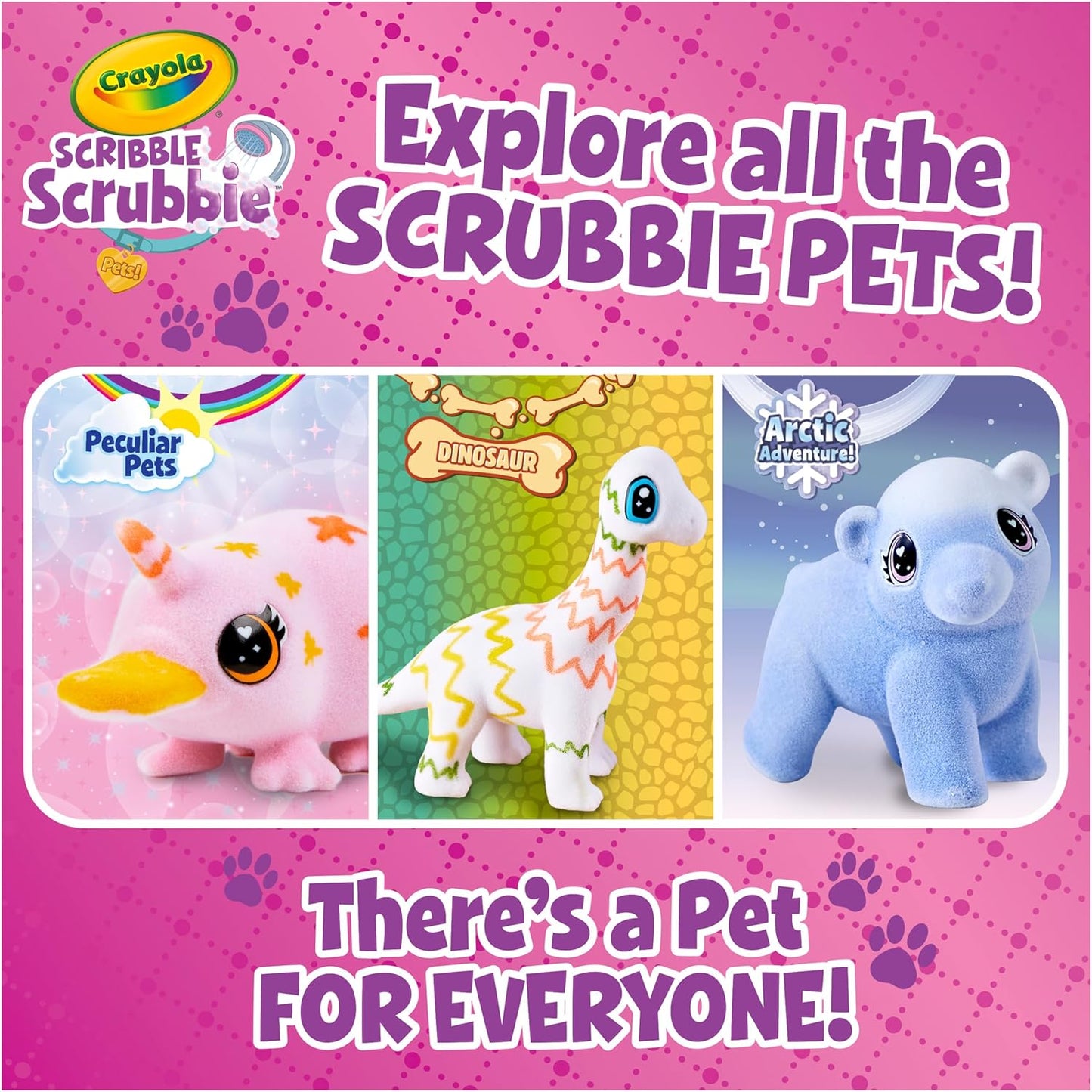 Crayola Scribble Scrubbies Glam Pack (4 Pets), Washable Pet Care Toy & Coloring Animal Craft Kit, Gift for Kids, Playset for Girls & Boys, Ages 3+