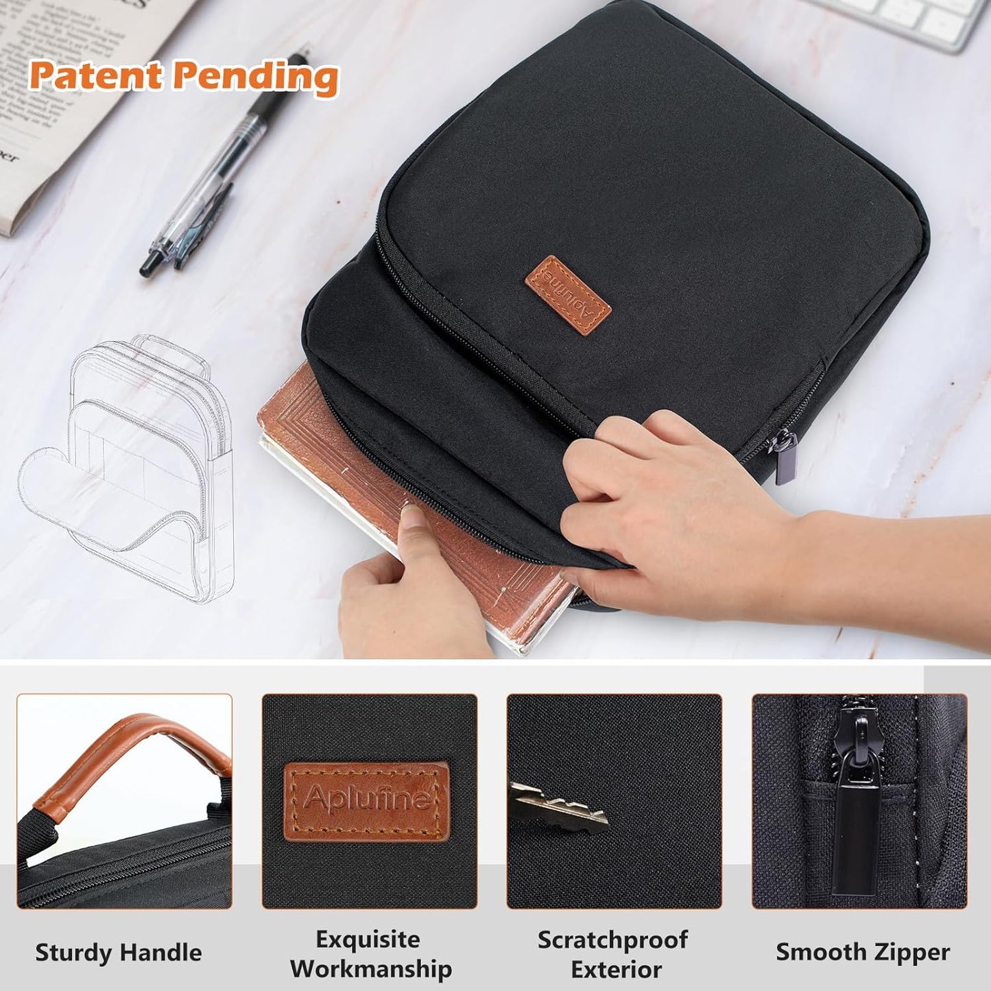 Book Sleeve with Zipper, Book Pouch 11" X 9", Book Protector Pouch, Book Sleeve for Book Lovers, Book Cover, Book Carrying Case for Book Accessories, Study Suppliers