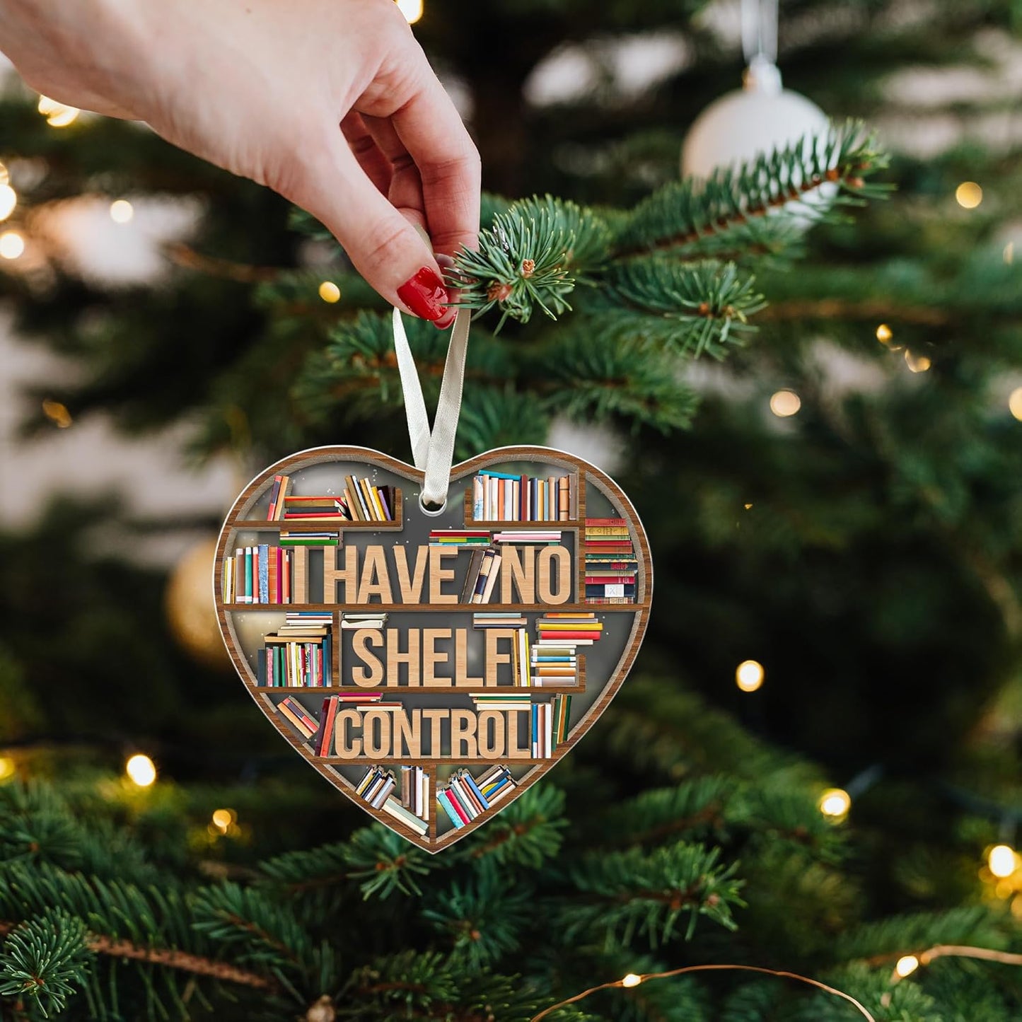 TUMSHANIP Book Lovers Ornament - Books Club, Bookworms, Reader Tree Ornaments - Book Lover Gifts, Reading Librarian Gifts - Gift for Book Lovers Women Men - Wood & Acrylic Christmas Ornament 2025