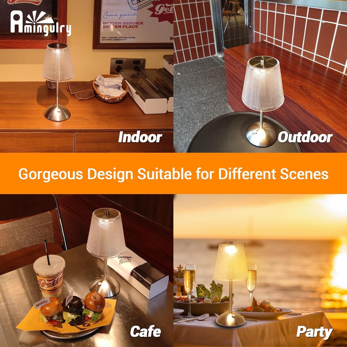 Cordless Table Lamp, 4000mAh Rechargeable Battery Operated Lamp, 3 Way Modes & Stepless Dimmable LED Touch Lamp, Portable Retro Metal Beside Lamps for Desk Bedroom Restaurant(Silver Nickel)
