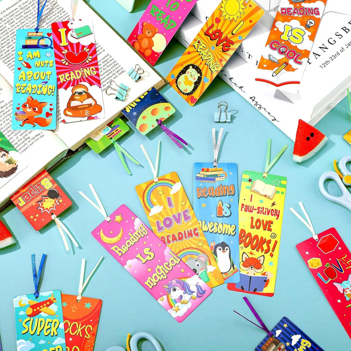 Chinco 120 Pieces Bookmarks for Book Lovers Love Read Bookmarks Supplies Double Sided for Book Lovers Gifts Women Reading