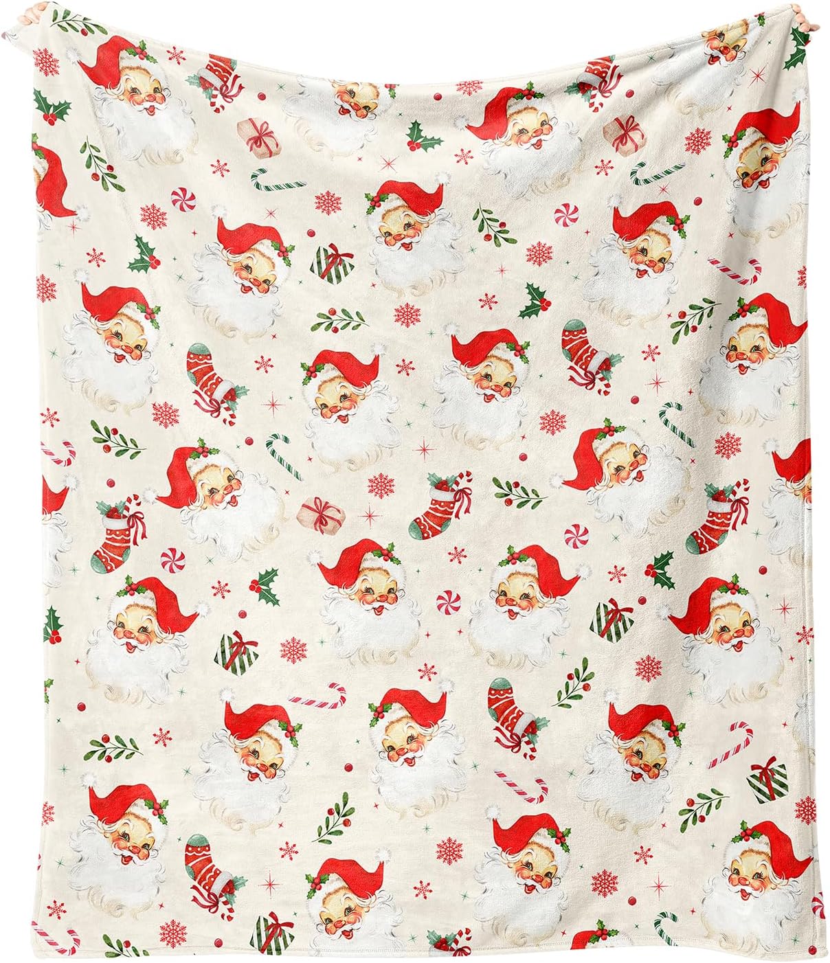 Christmas Santa Flannel Soft Warm Cozy Blanket for Sofa and Chair 50x60inch,Christmas Decor Stuff Accessories