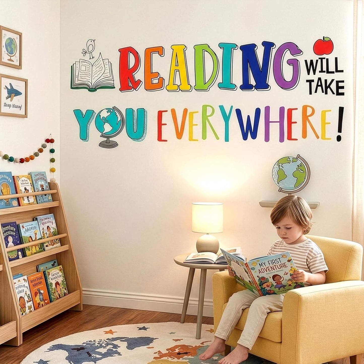 DECOWALL Reading Corner Wall Decals – Inspirational Peel and Stick Removable Stickers for Classroom, Kids Room & Nursery – Book Theme Wall Art for Bedroom, Library & Playroom Decor (DS9-8092)