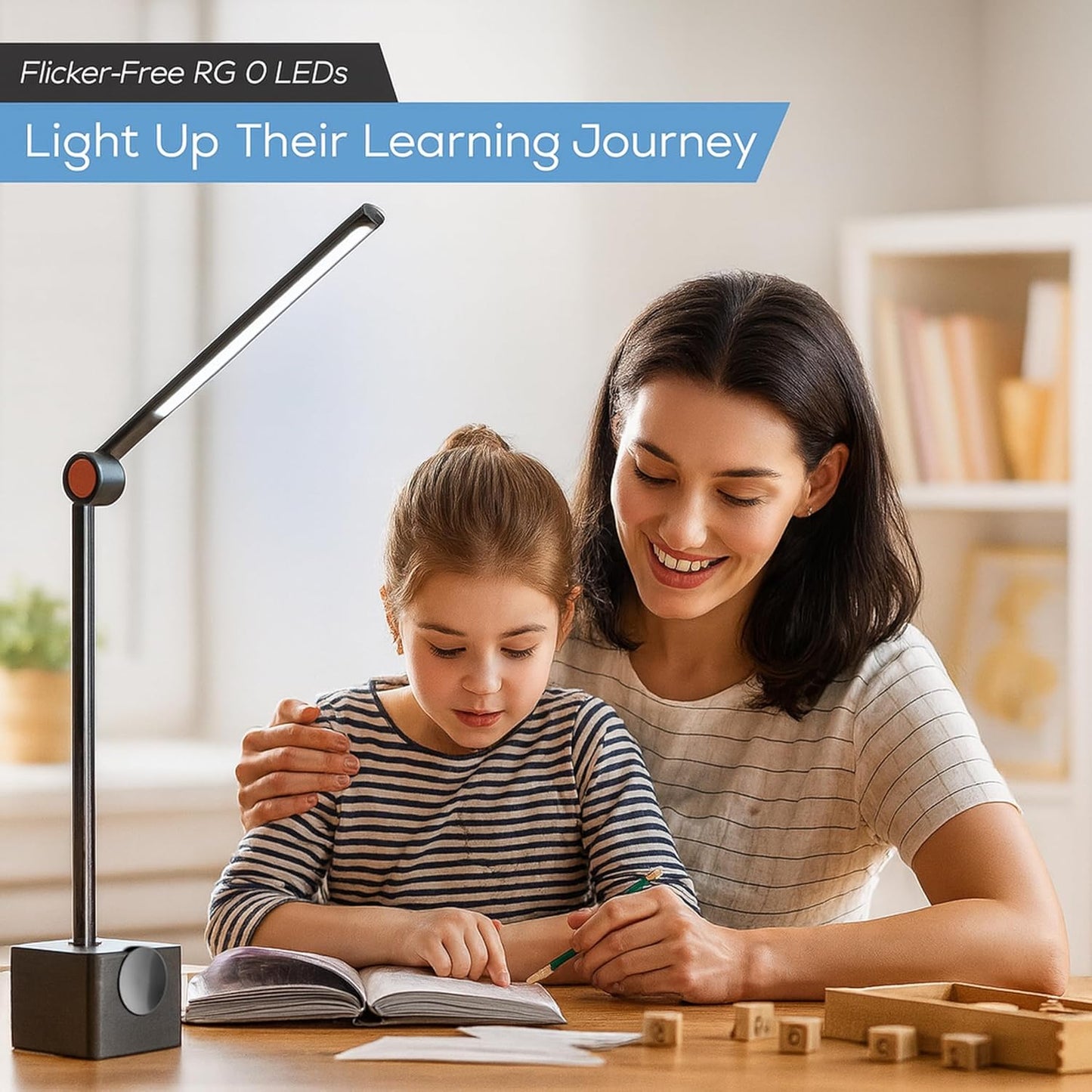 Ligoe Minimalist Home Office Desk Lamp by LINKSTYLE — Foldable Desk Light, Eye Protections LEDs, Dimmable Lights, App Control