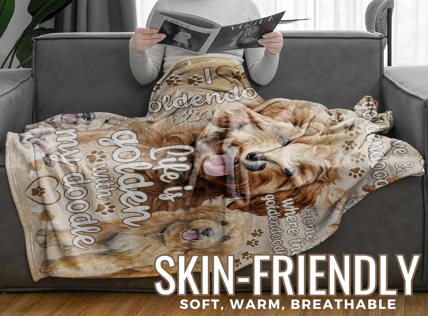 Goldendoodle Blanket Gifts for Dog Lover & Owner, Goldendoodle Dog Mom & Dad Blanket, Birthday for Women & Men, Soft Flannel, 65 x 50 inches