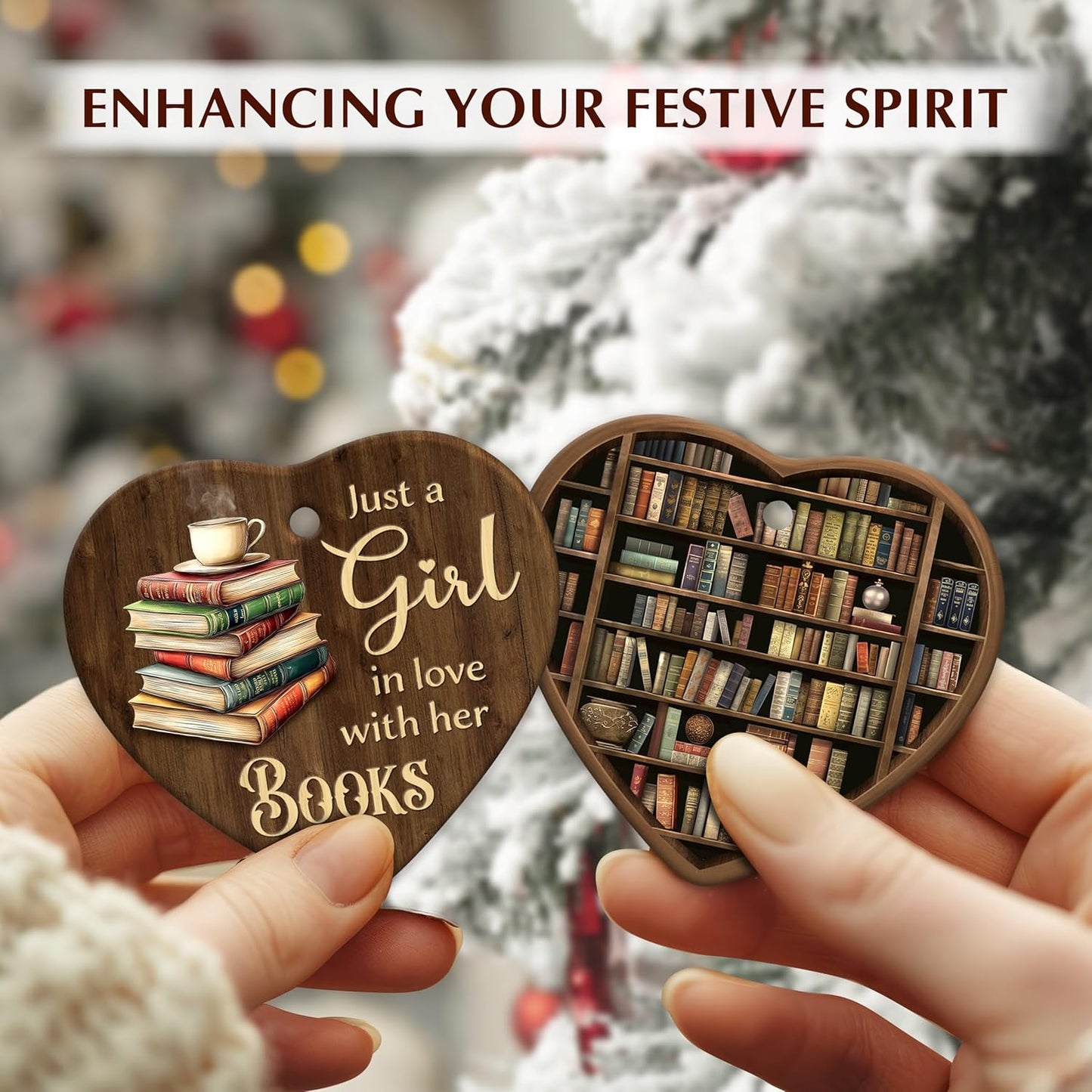 Book Lovers Christmas Ornament 2025 – Just a Girl Who Loves Books, Book Club, Library Christmas Ornament 2025 – Unique Gifts for Readers, Book Lovers, Ceramic Christmas Tree Decorations