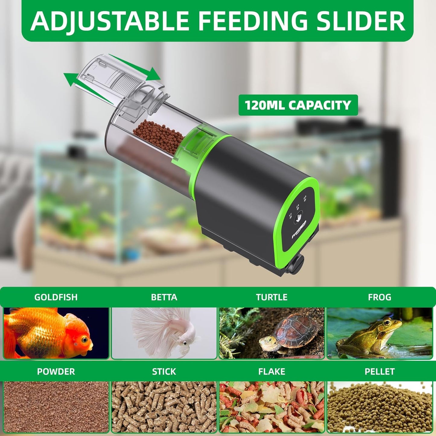FREESEA Automatic Fish Feeder for Aquarium: Small USB Rechargeable Vacation Auto Fish Food Dispenser with Timer for Small Tank Betta Turtle