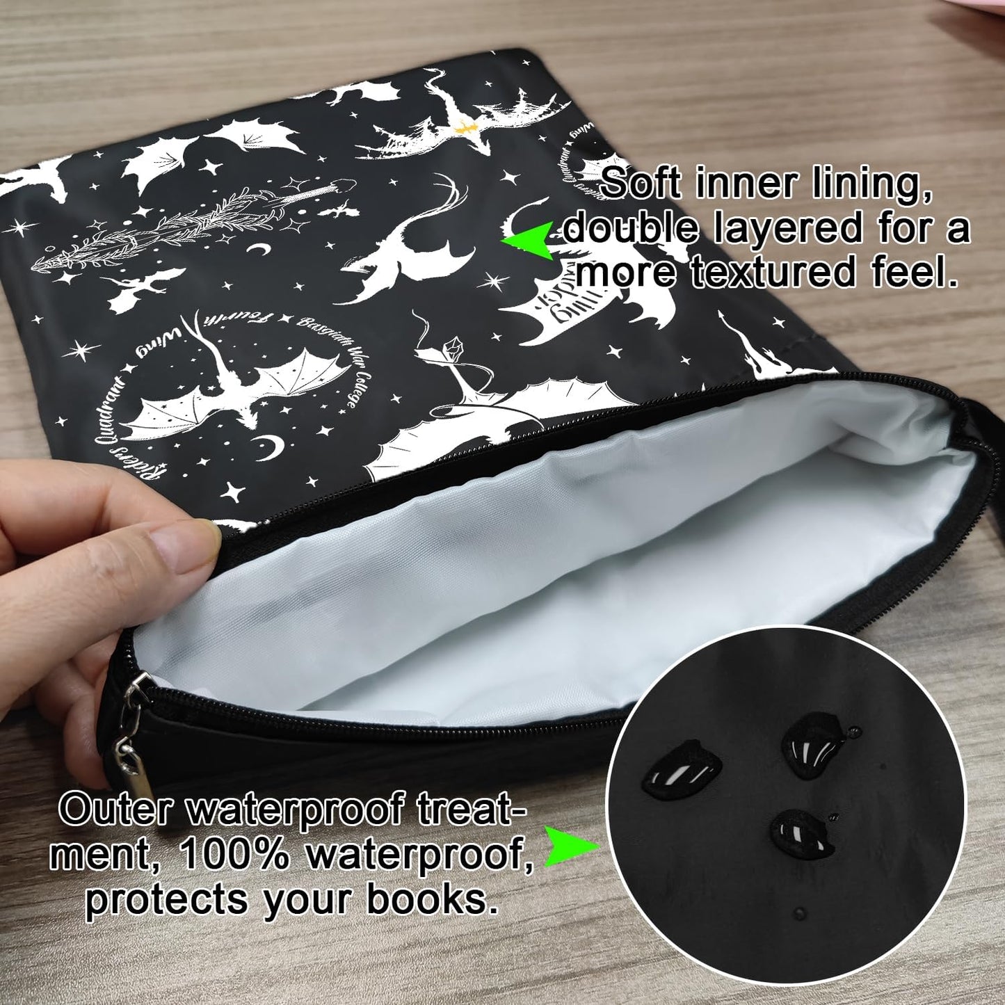 Romantasy Dark Academia Dragons Book Sleeve, Fantasy Novel Reader Gift, Bookish Gifts, Book Inspired Gift, Paperback Protector Book Cover Dragons Lovers Book Gifts (Basgiath War College-Black)