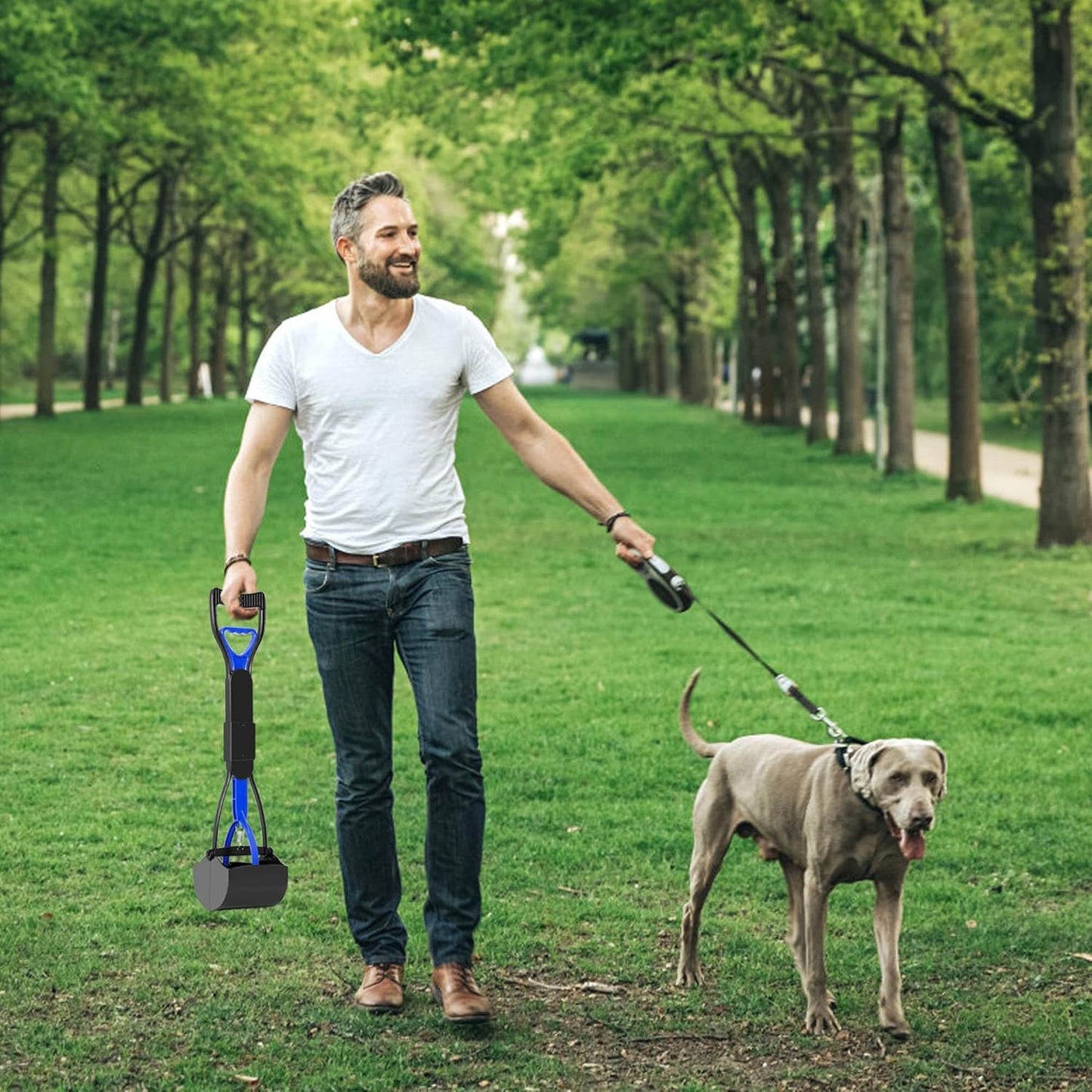 UPSKY Pooper Scooper for Large Small Dogs, Folding Dog Poop Scooper, Sturdy Spring and Premium Materials，Easy to Use for Grass, Dirt, Gravel Pick Up Shovel
