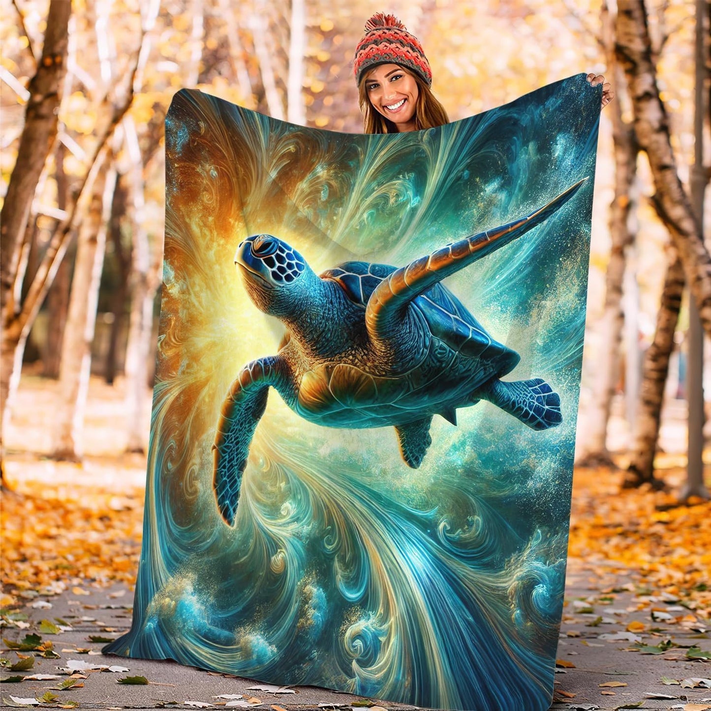 Ocean Sea Turtle Blanket Marine Turtle Beach Flannel Plush Throw Blanket Cozy Nautical Coastal Decor Fleece Stuff Blanket Gifts for Lover Girls Boys Kids Adults Women Bed Travel 40"x50"