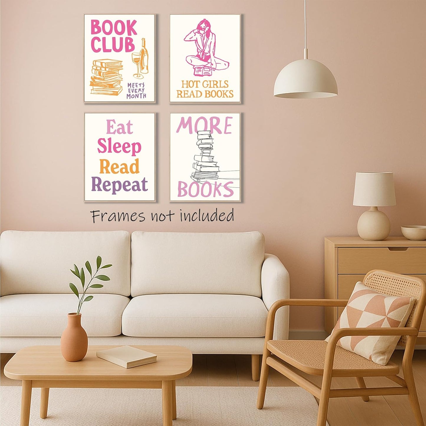 Aychlithic Book Club Decor Posters - Book Lovers Bookish Gift, Trendy Girly Preppy Room Decor, Reading Room Poster Prints Wall Art for Dorm Library Reading Corner Unframed 8x10 Inch, Set of 4
